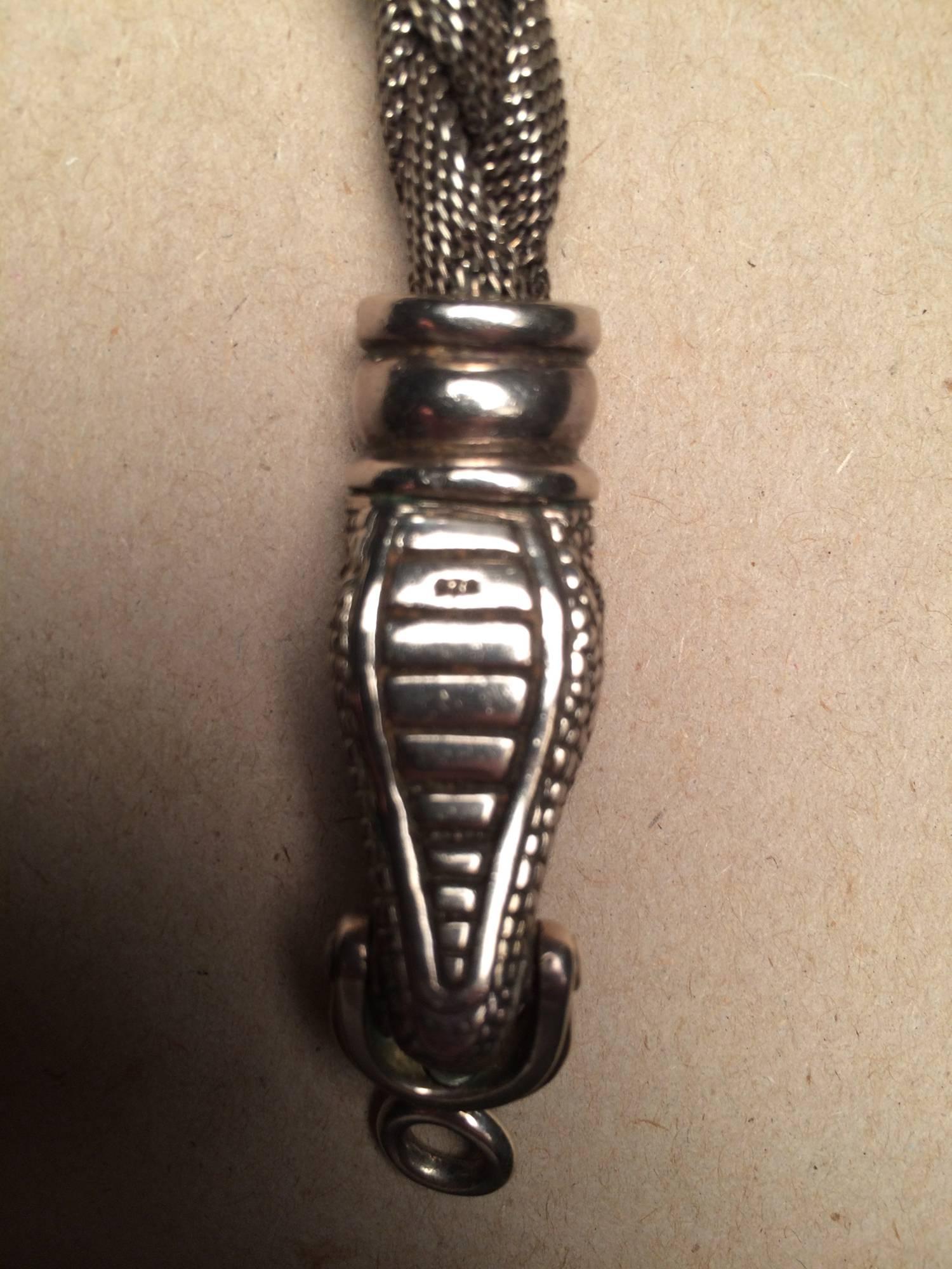 Women's Vintage Kieselstein Cord sterling silver mesh alligator bracelet 1988