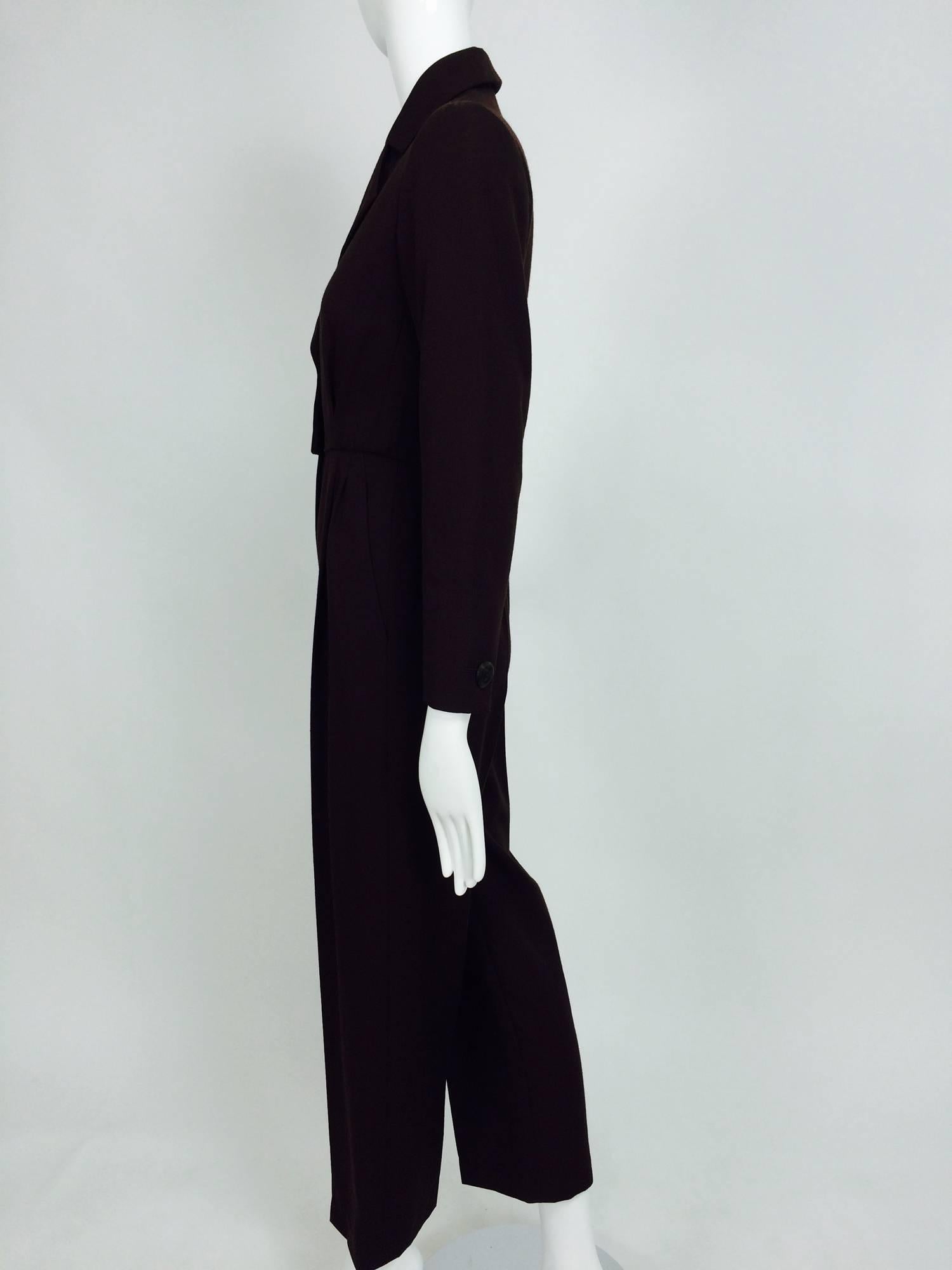 Vintage Yves St Laurent YSL brown wool tuxedo jumpsuit 1970s 2