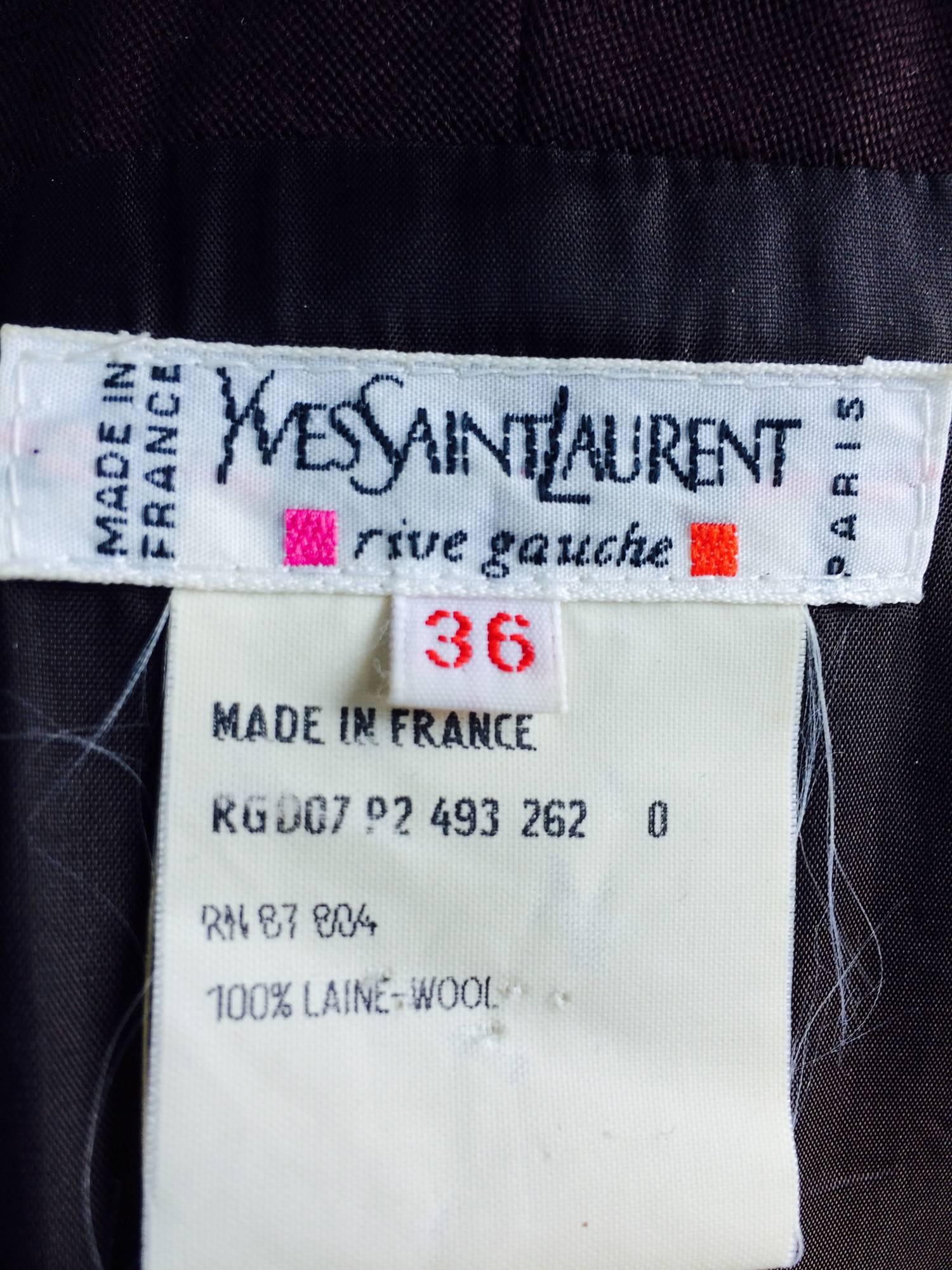 Vintage Yves St Laurent YSL brown wool tuxedo jumpsuit 1970s 4