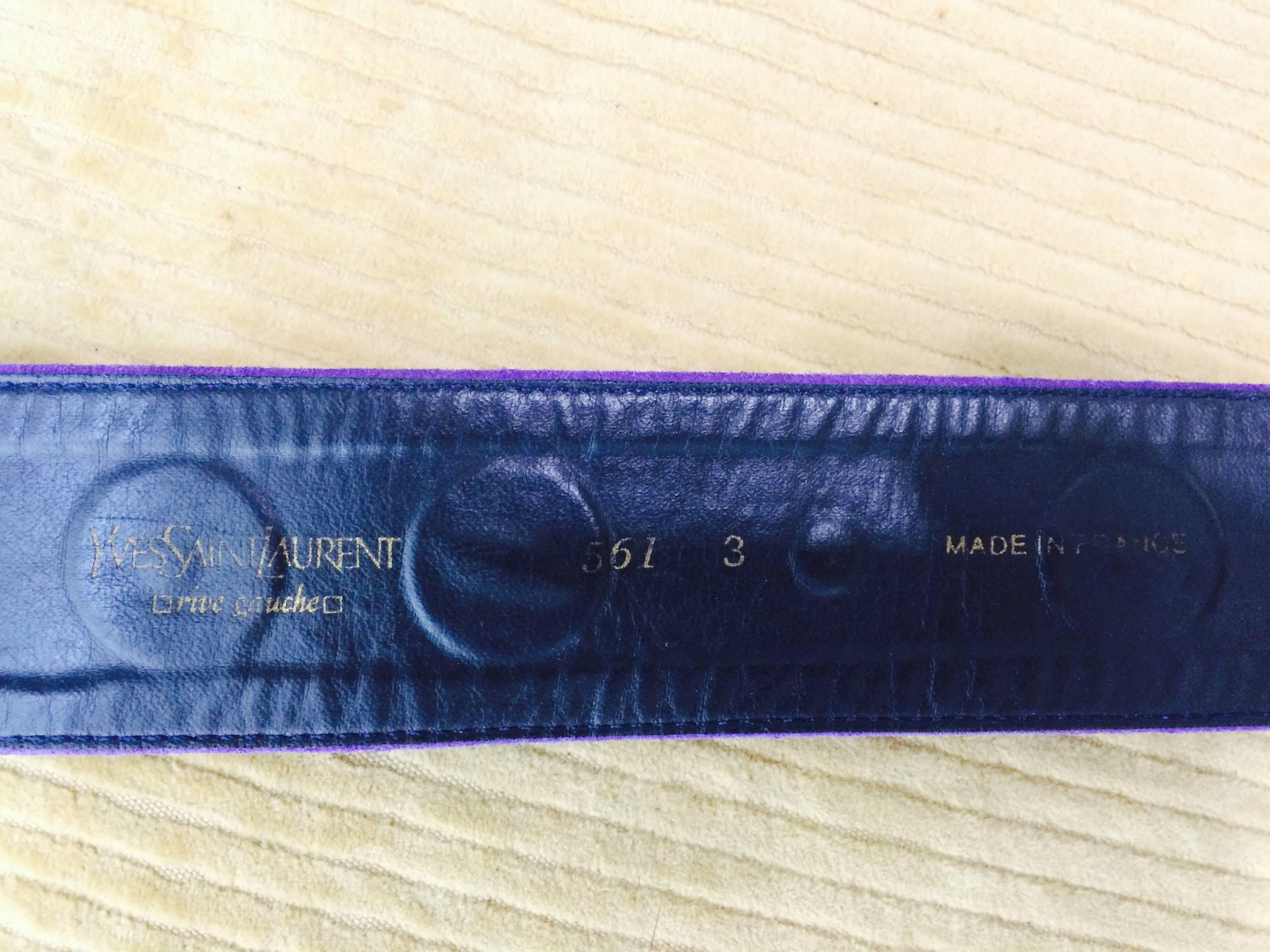 Vintage Yves St Laurent jeweled purple suede belt 1980s 3