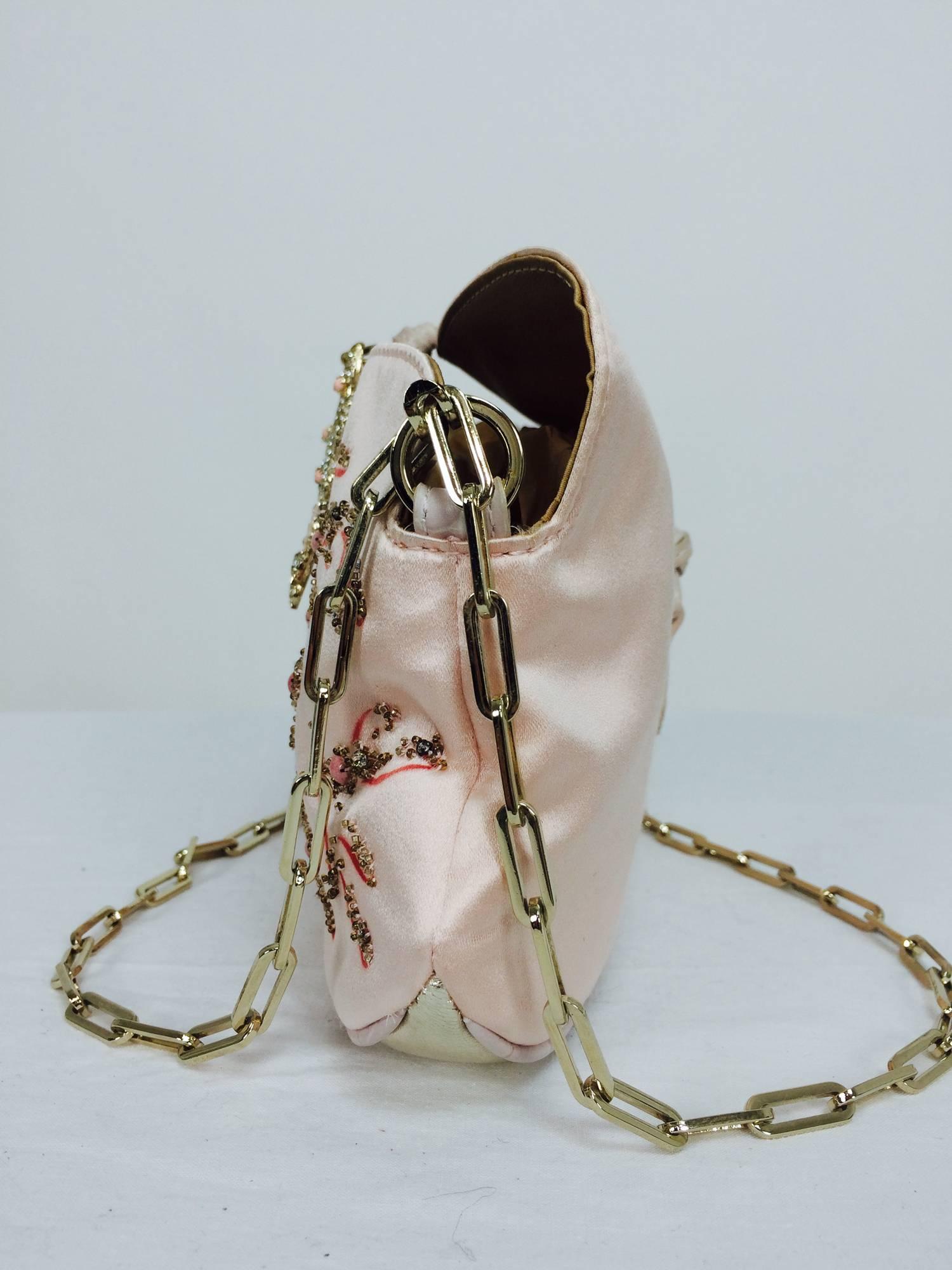 Women's Valentino Garavani hand painted & beaded coral jewel evening bag