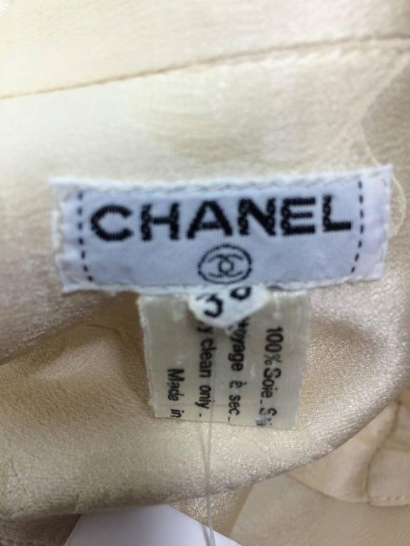 Vintage Chanel cream silk jacquard blouse 1990s at 1stDibs