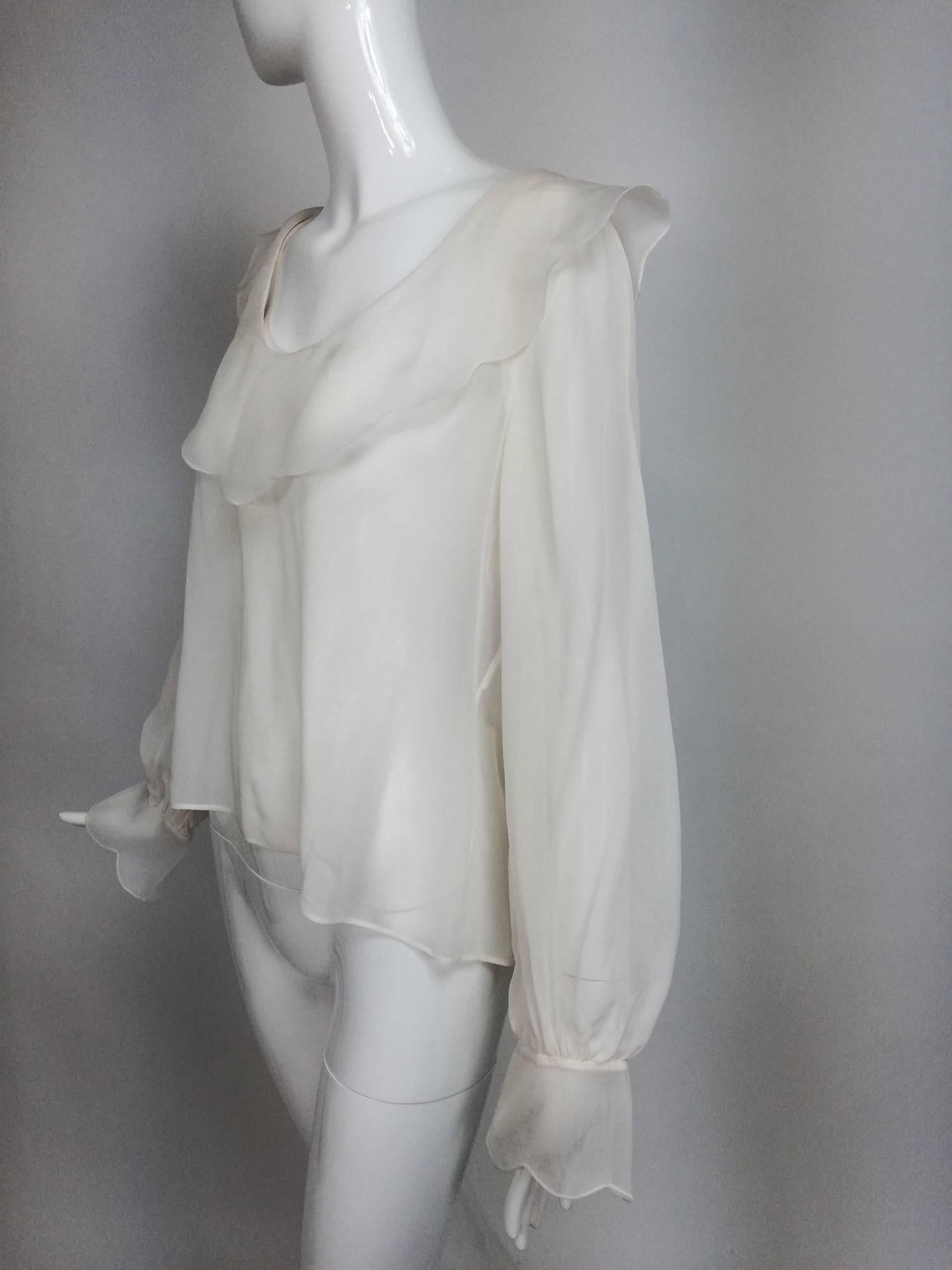 white silk chiffon blouse