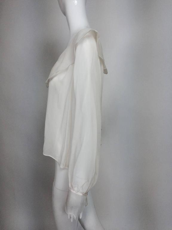 Valentino off white silk chiffon poet blouse L For Sale at 1stDibs