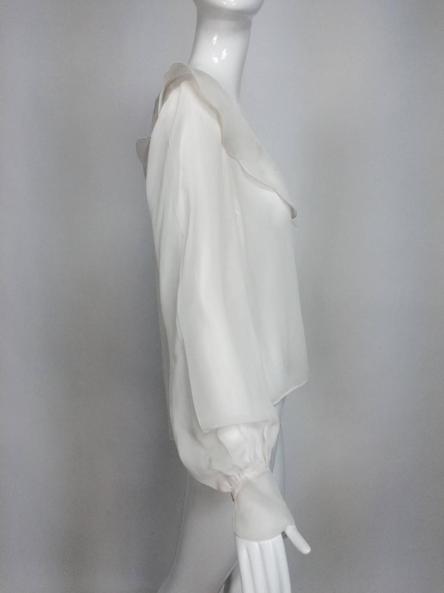 Valentino off white silk chiffon poet blouse L 1