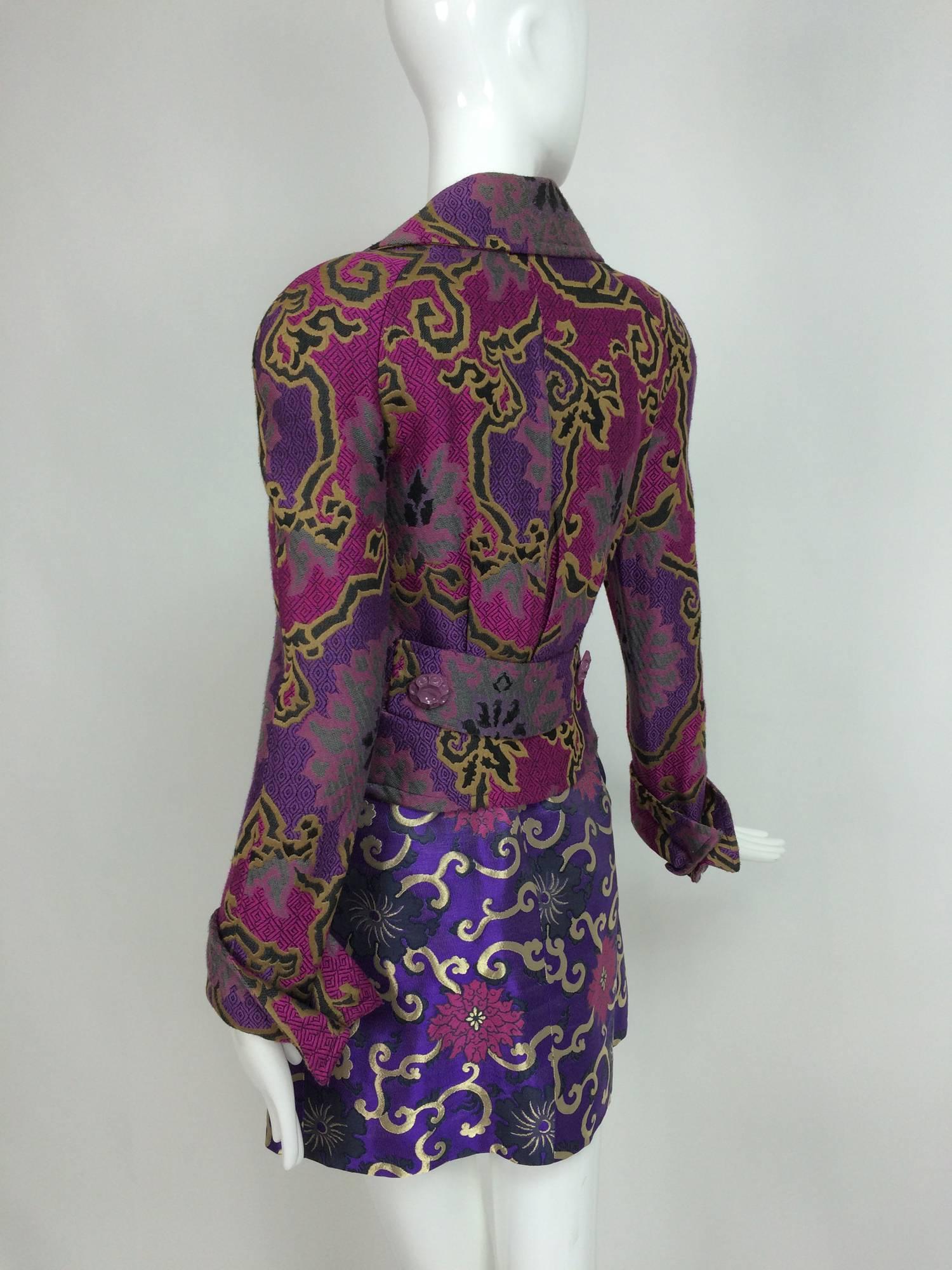Vintage Purple brocade jacket and coordinating satin brocade mini skirt ...