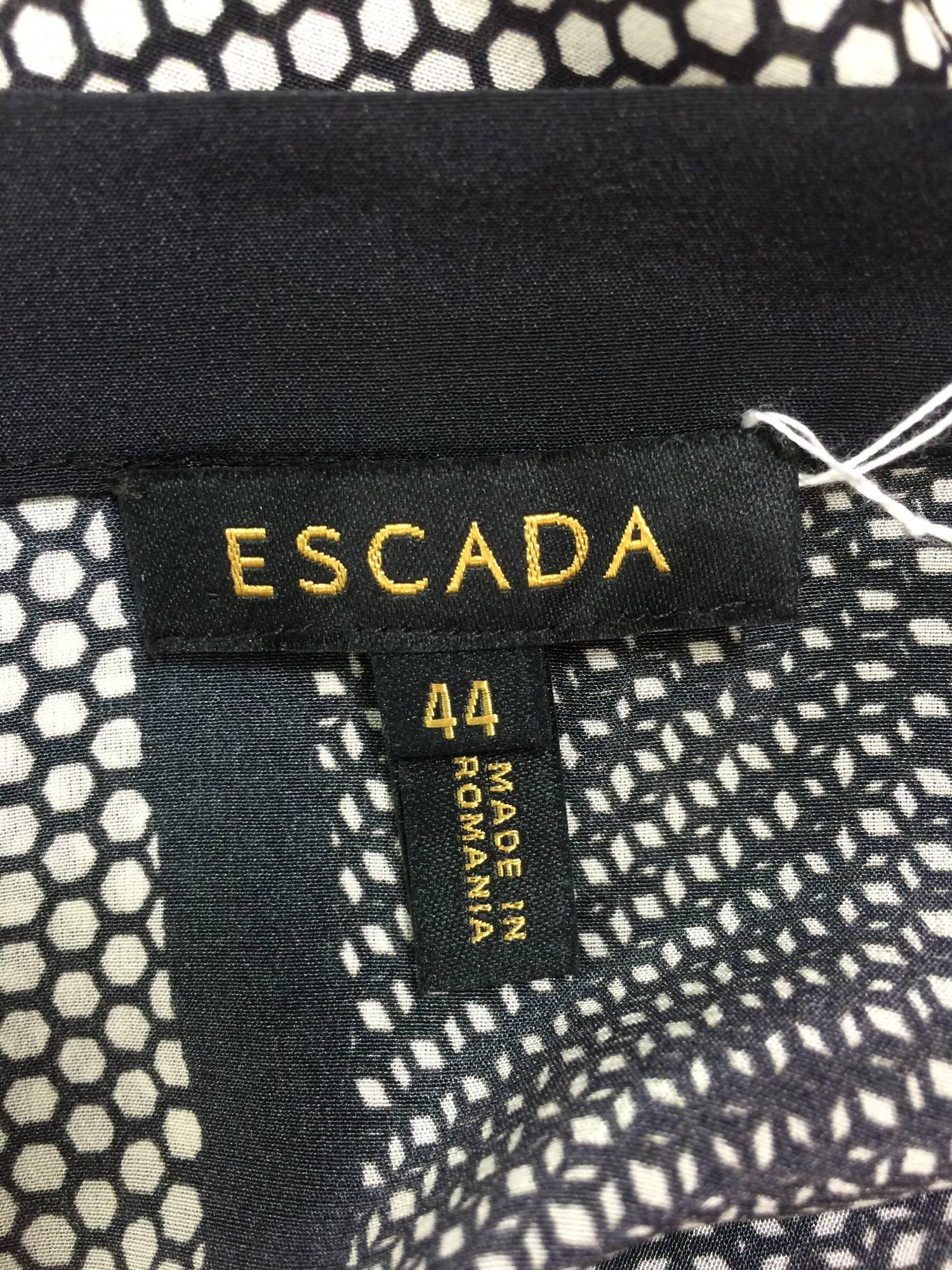 Escada Womens Cotton Printed Tunic Shirt White Size 44