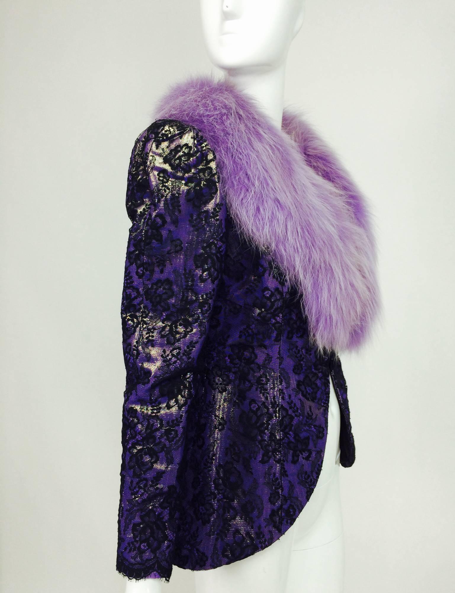 purple fur collar jacket