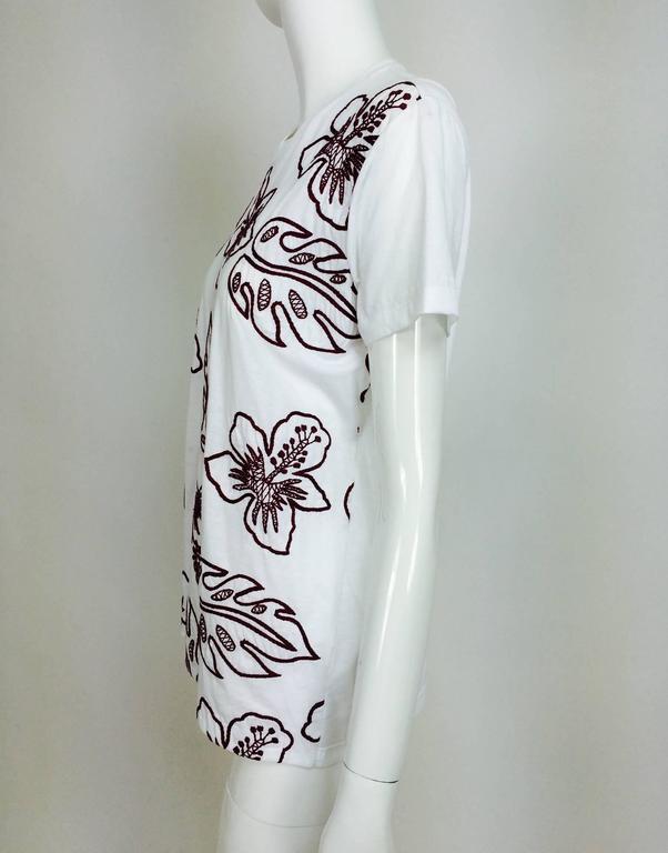 Prada white cotton embroidered Hawaii T shirt NWT XL For Sale at 1stDibs
