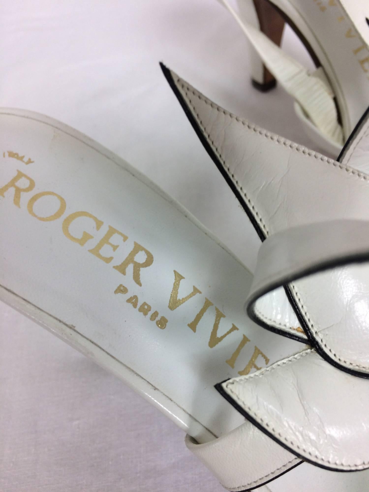 Roger Vivier white leather winged birds sandals unworn 37 1/2M 2