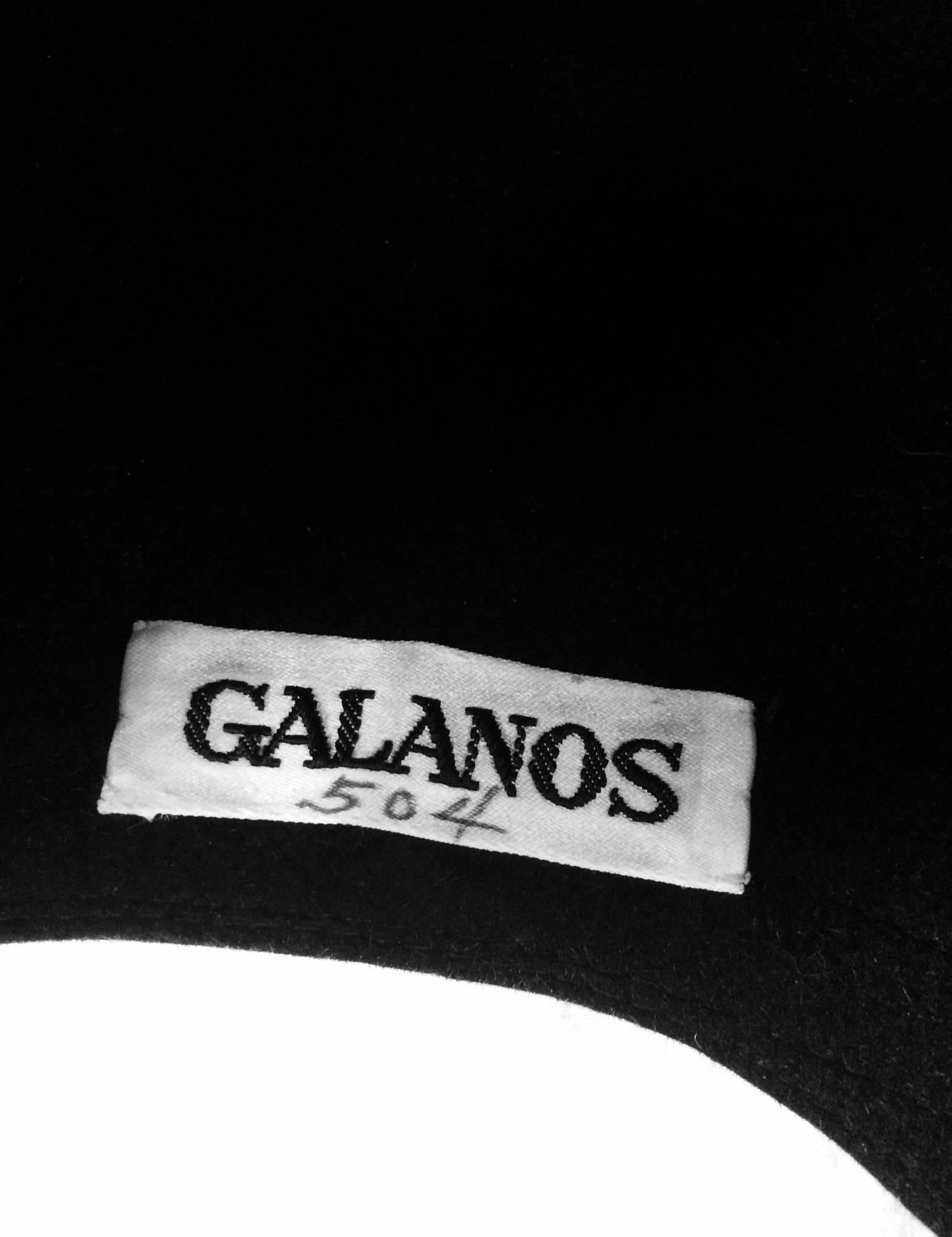 James Galanos black velvet Mod black velvet felt helmet hat 1960s 2