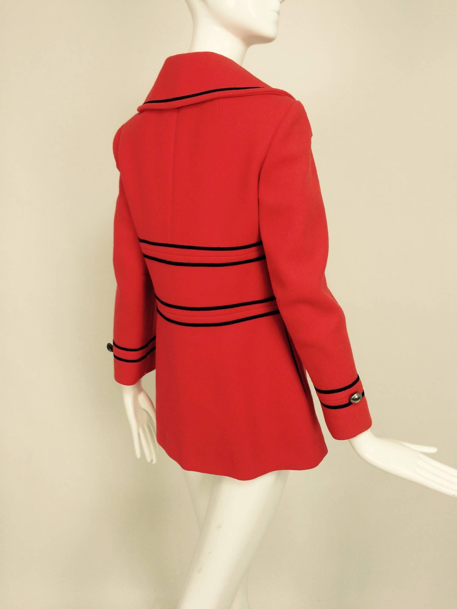 Red Tomato red wool military style pea coat Junior Gallery 1960s