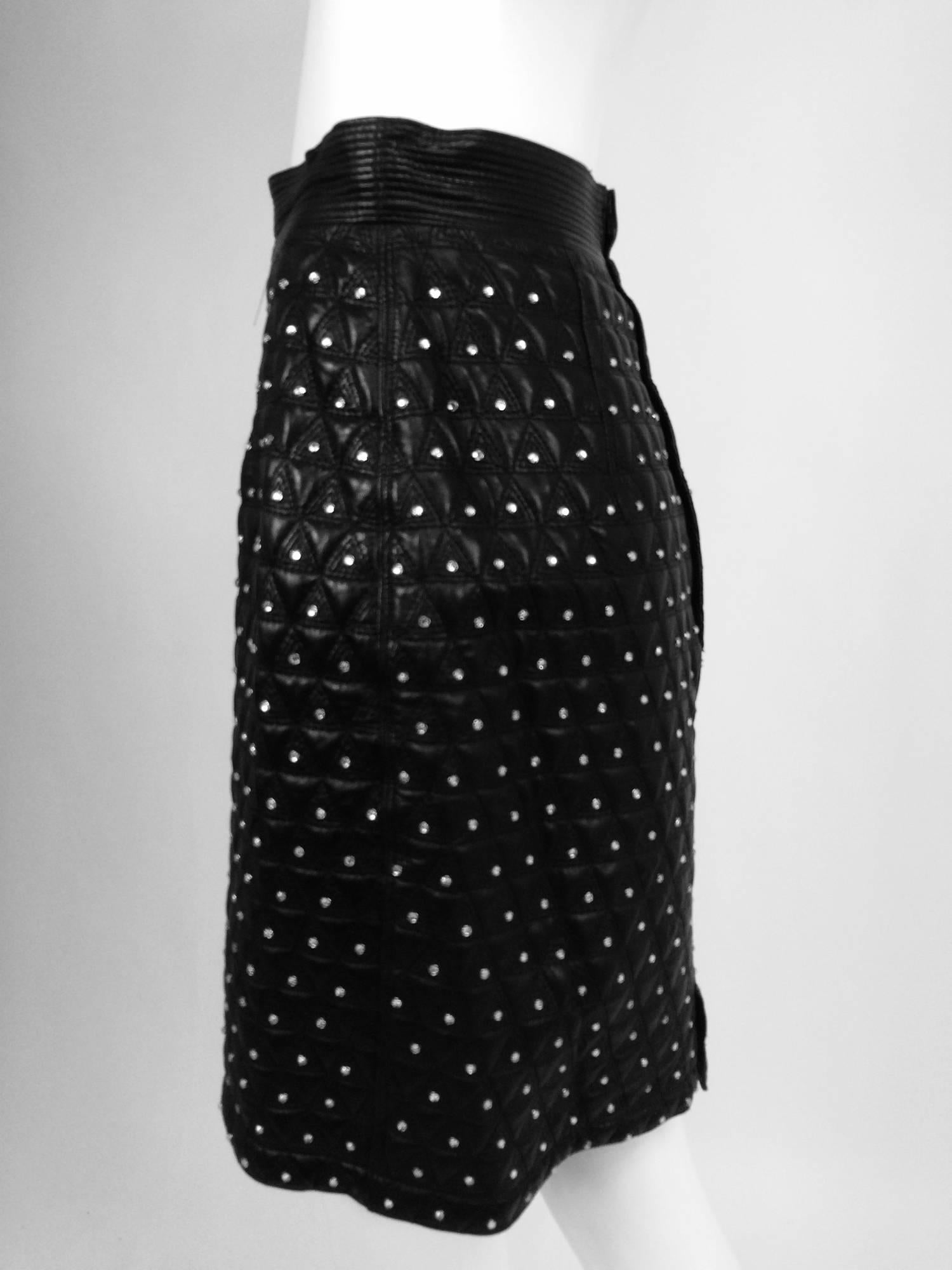 rhinestone leather skirt