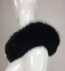 Black fox fur shoulder wrap 1960s Bergdorf Goodman OS