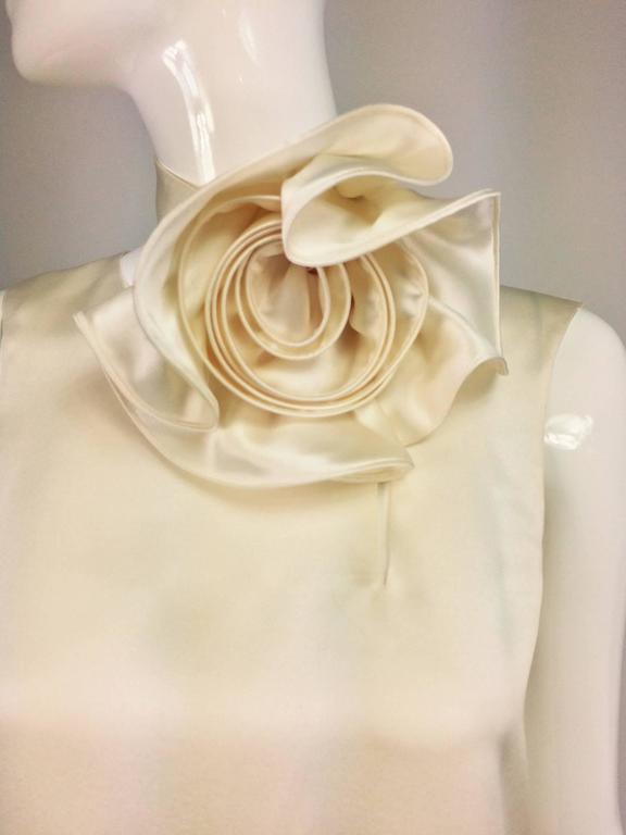 Giorgio Armani creamy silk satin blouse with rose neck tie 38 at 1stDibs