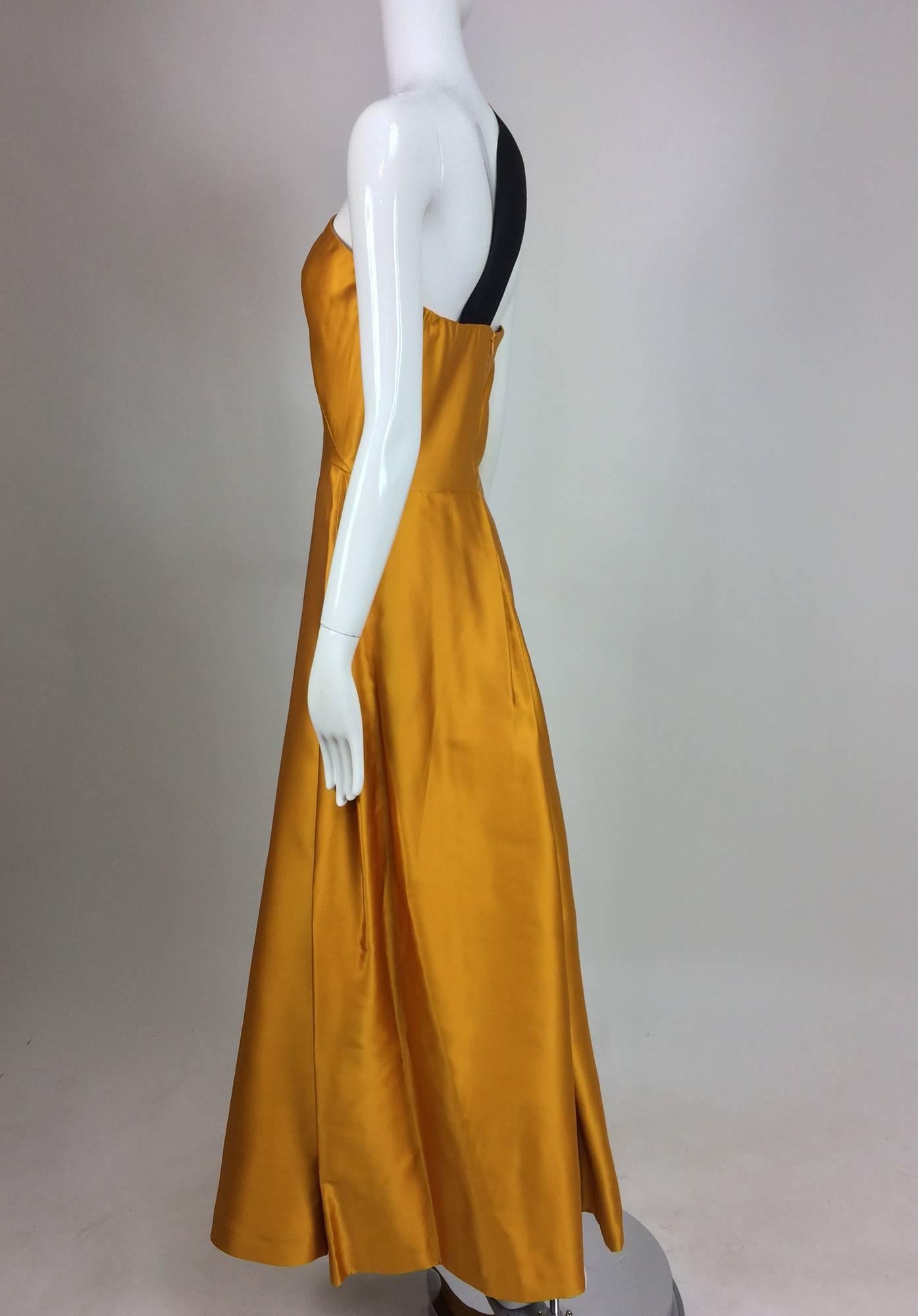 Dries Van Noten saffron silk one shoulder evening gown SS 2009 In Excellent Condition In West Palm Beach, FL