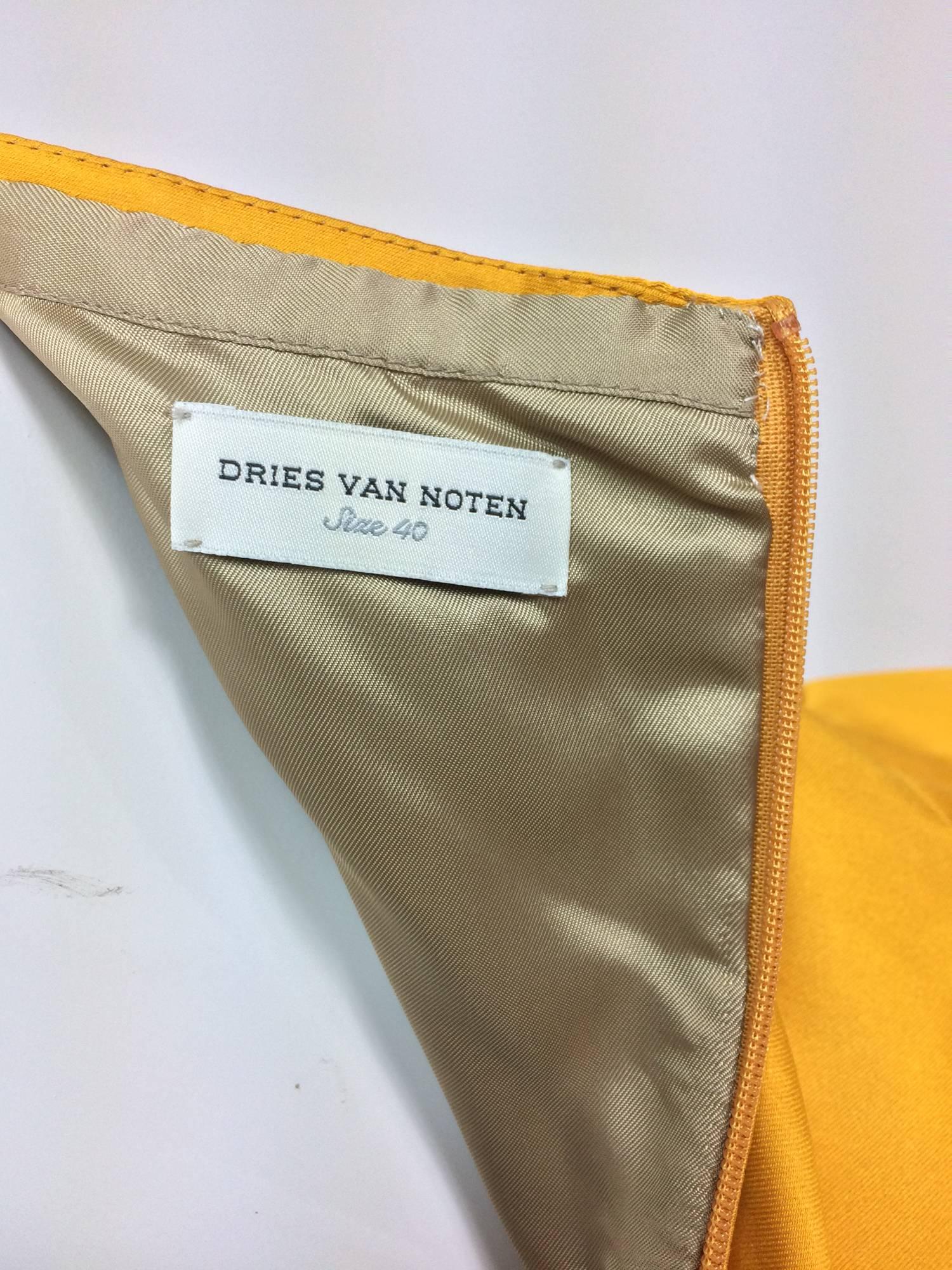 Dries Van Noten saffron silk one shoulder evening gown SS 2009 2