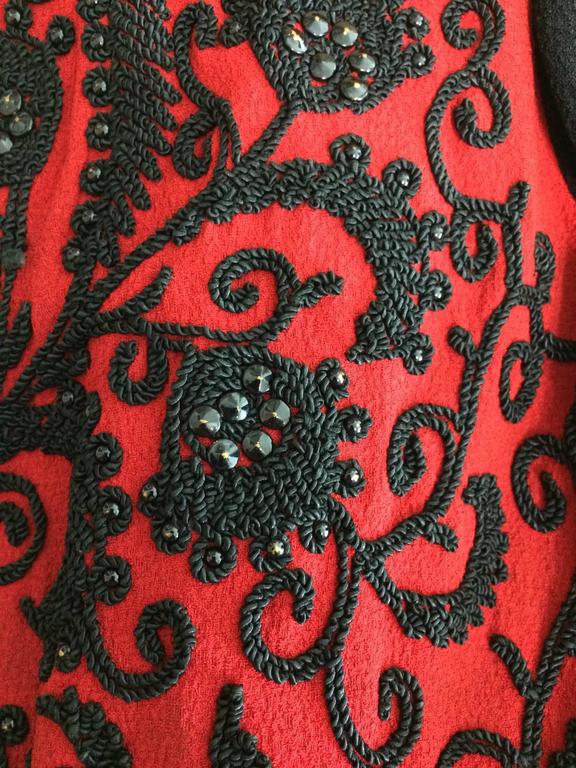 Passementerie beaded long sleeve jacket red and black crepe 1930s For ...