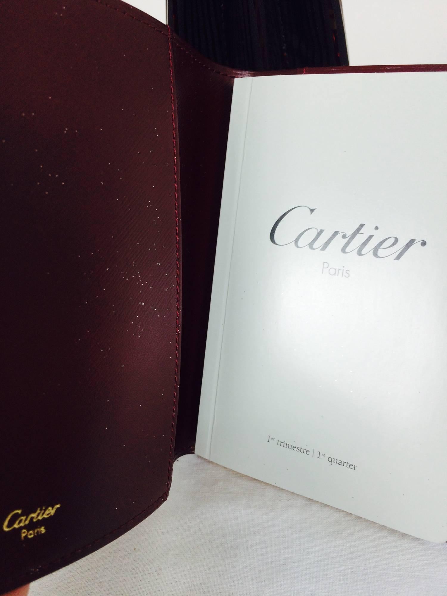 Black Cartier Trinity Burgundy stripe suede handbag & matching agenda
