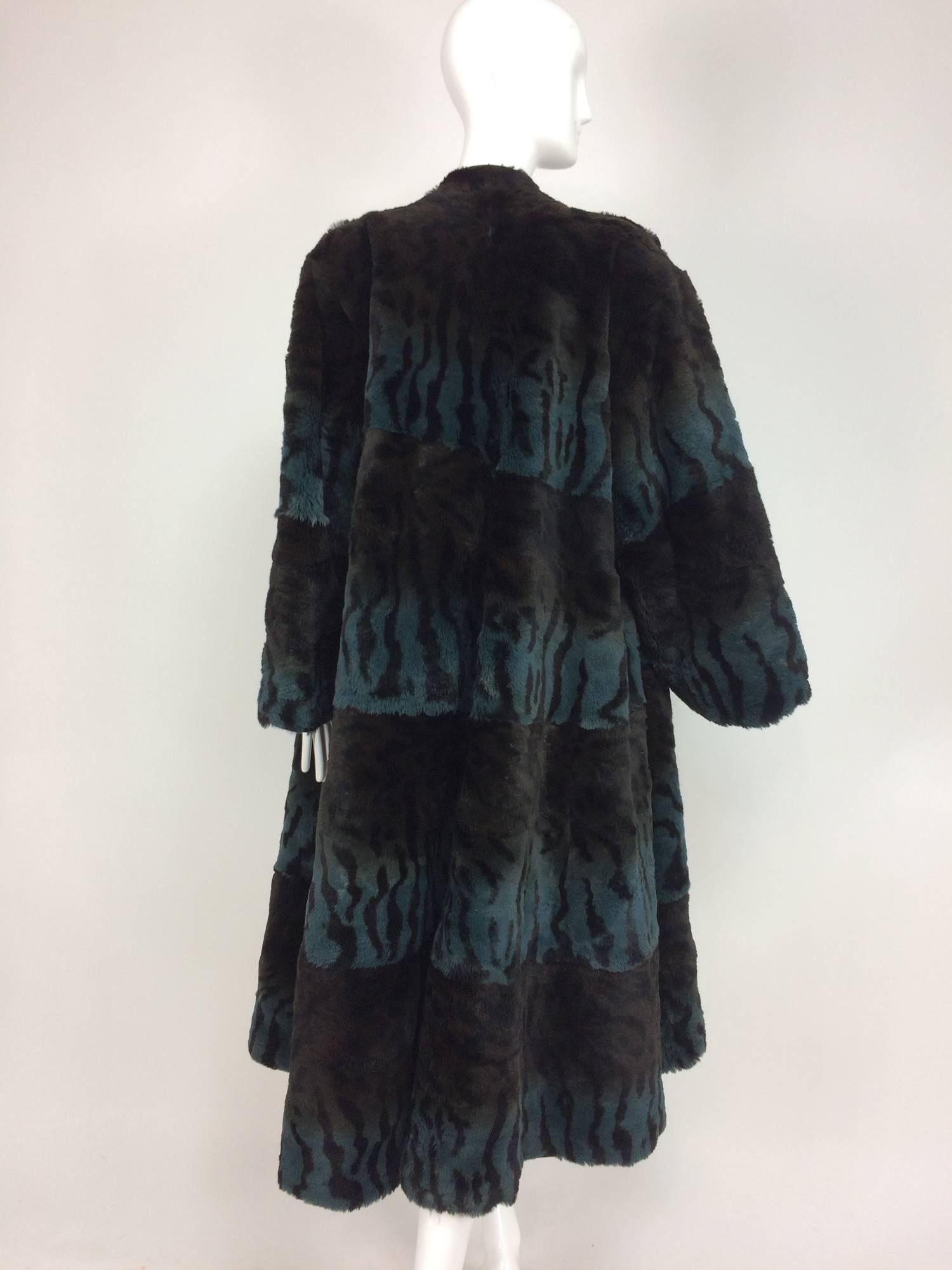 Gerard Babin Paris reversible tiger lapin fur & black poplin and suede coat 1980 1