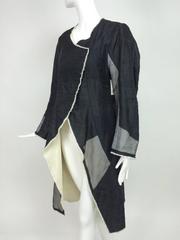 Nobu Nakano Japan black and grey patch sparkle organza and muslin cutaway Coat