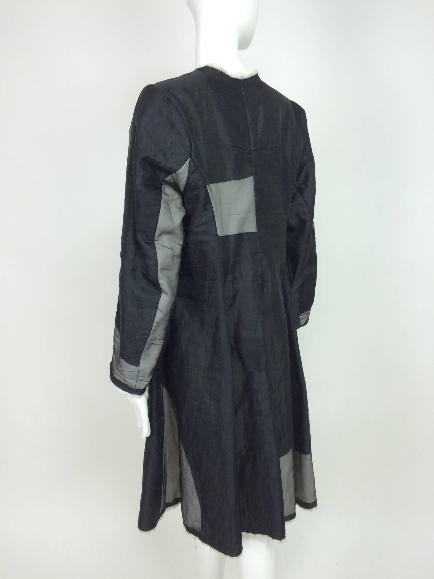 Women's Nobu Nakano Japan black and grey patch sparkle organza and muslin cutaway Coat