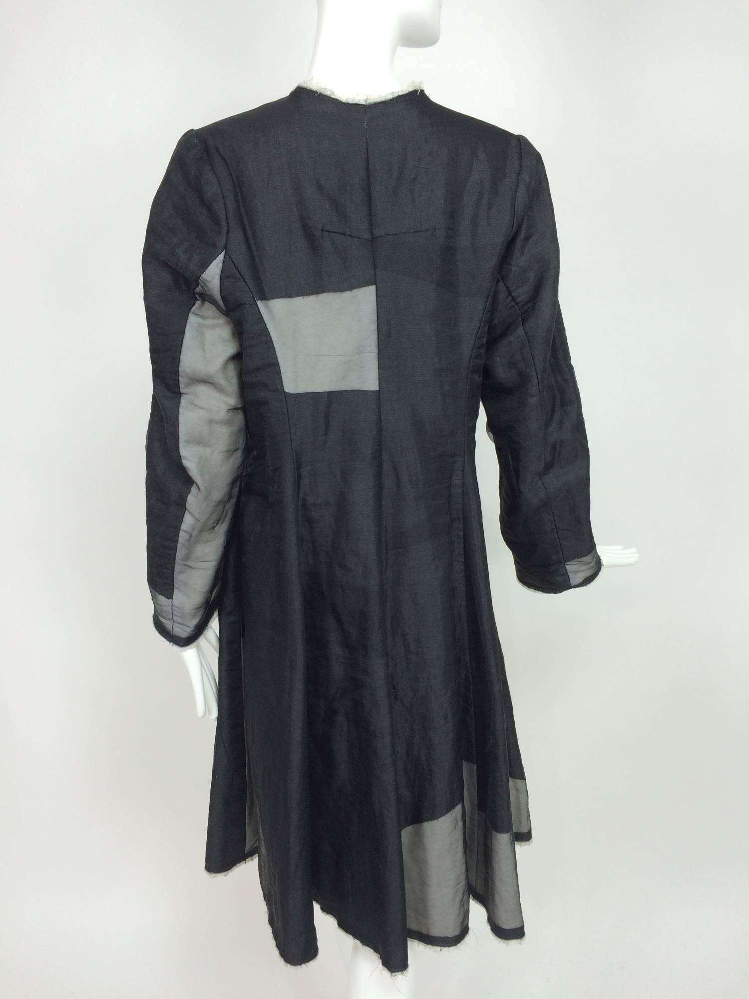 Nobu Nakano Japan black and grey patch sparkle organza and muslin cutaway Coat 1