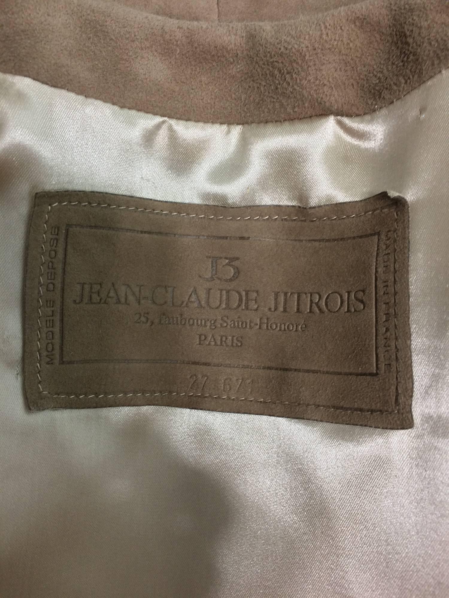 Jean-Claude Jitrois taupe suede cropped swing jacket 1980s For Sale 4
