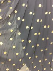 Gloria Sachs - Gonna a pieghe in chiffon di seta nera e oro metallizzato con Dot Dot Dot 1990s