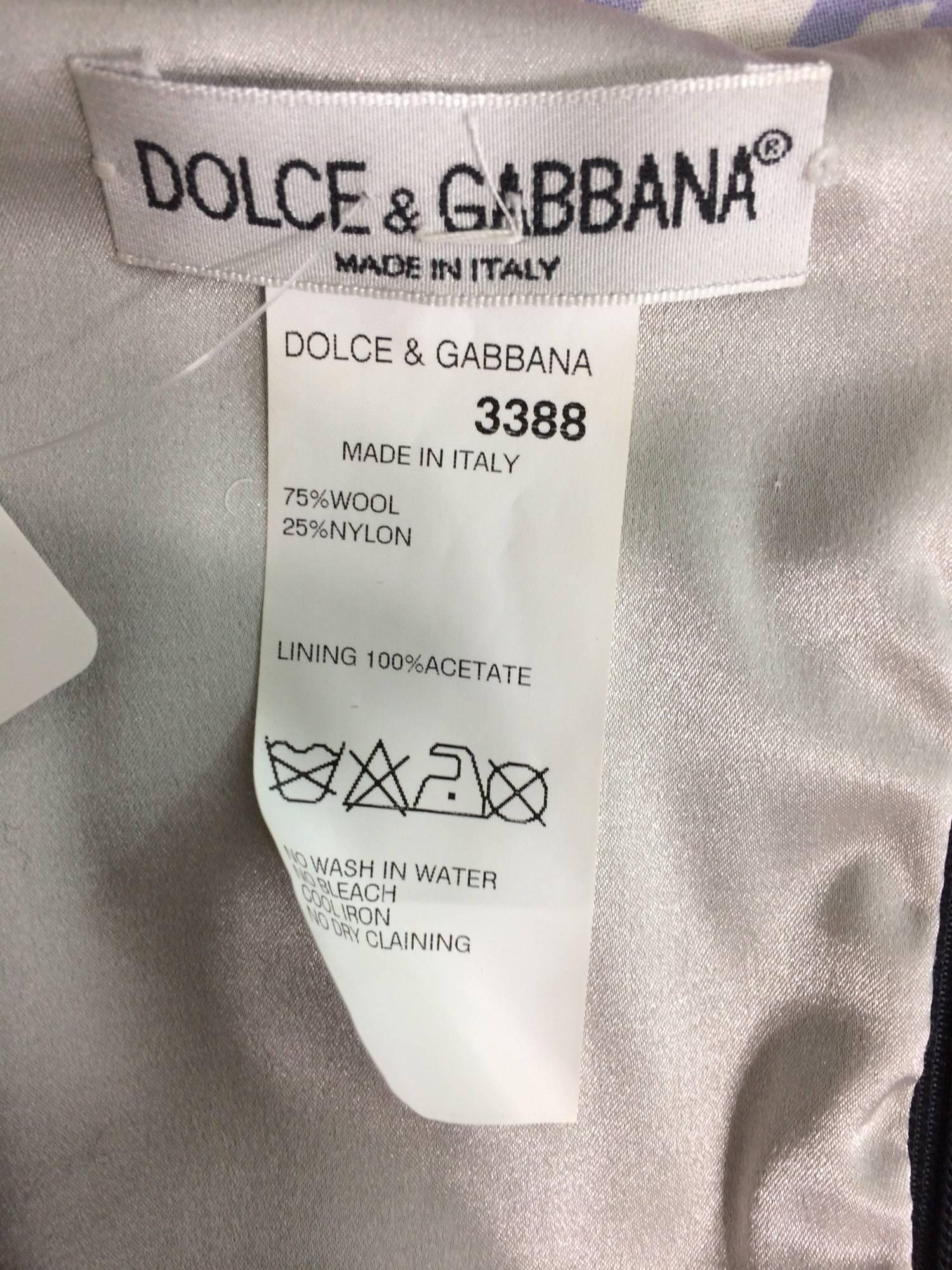 Dolce & Gabbana hand painted wisteria with birds grey flannel sheath dress  2