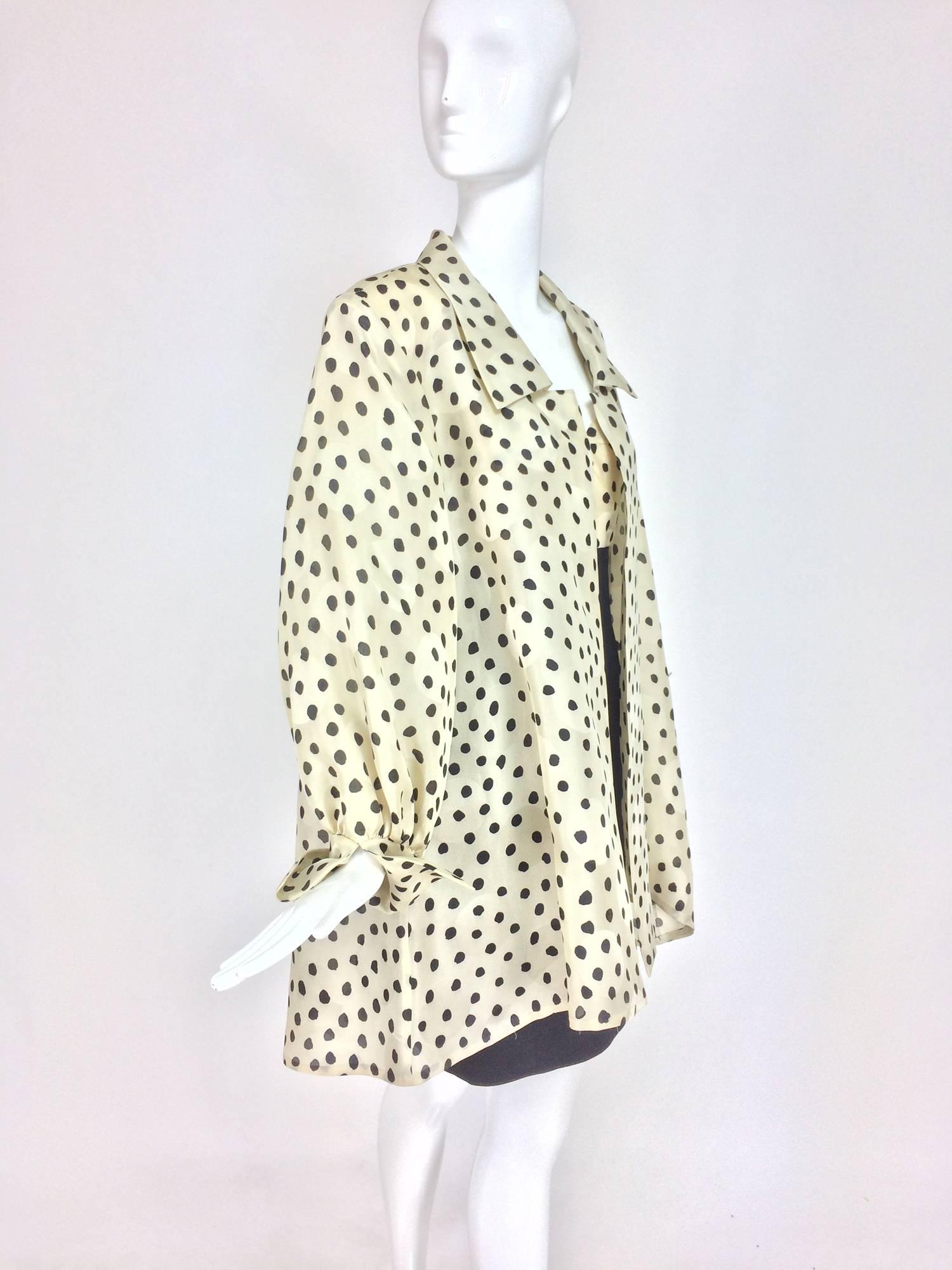 Louis Feraud 2 pc. silk organza coat and dot bustier dress 1980s 3