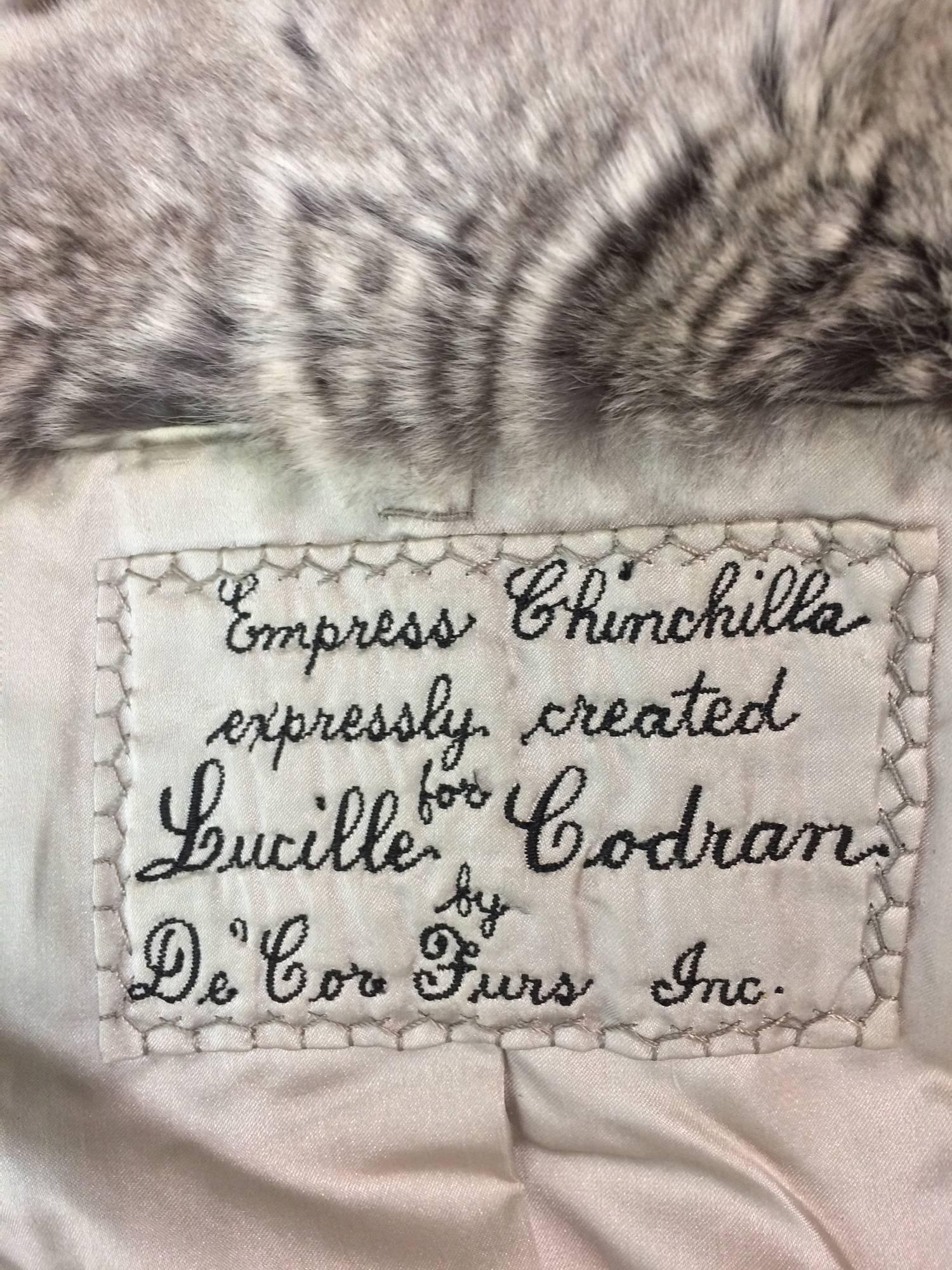 Empress chinchilla fur silk lined stole 1950s 3
