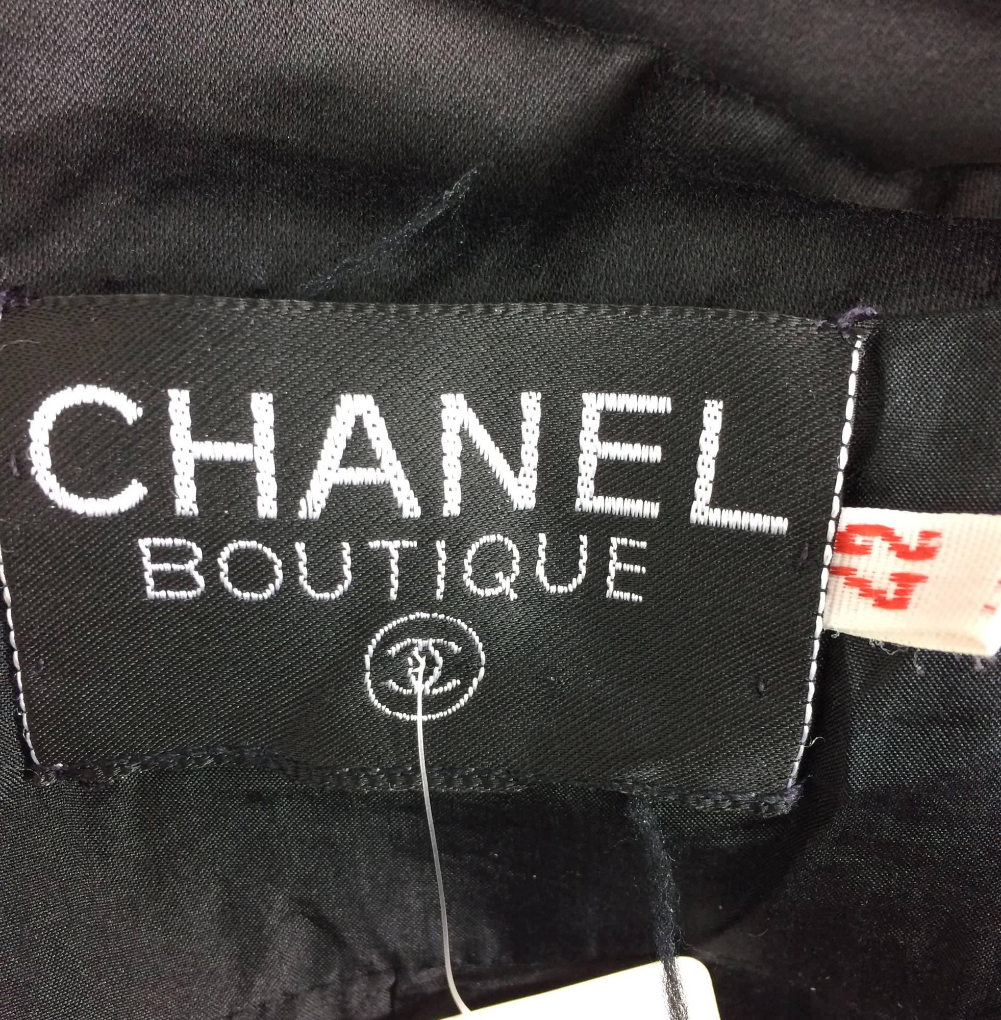 Vintage Chanel black silk double breasted pea coat jacket 42 2