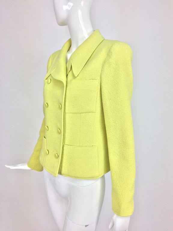 Vintage Chanel lemony yellow boucle double breasted jacket 1990s 40 For ...