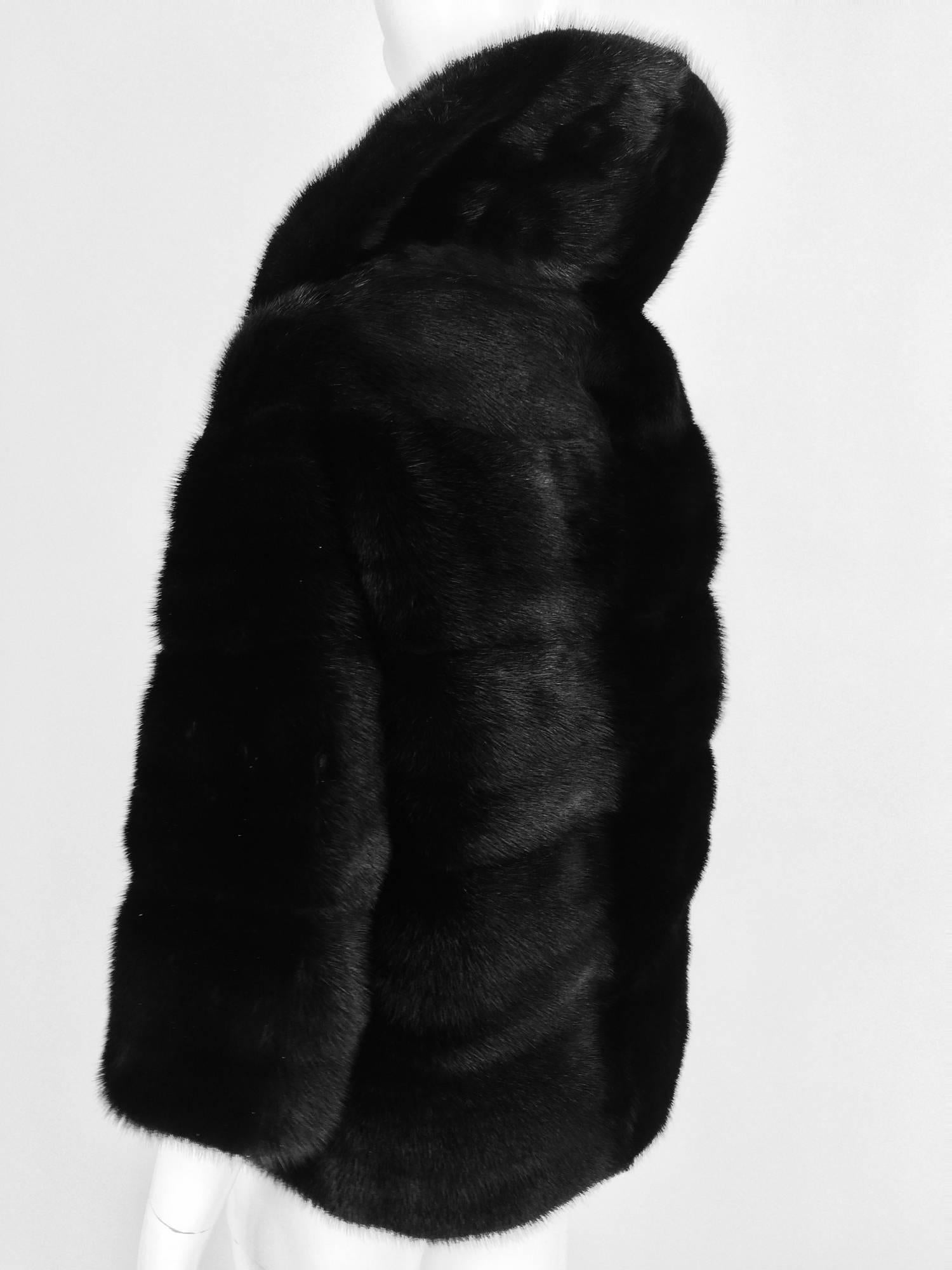 Vintage black mink 3/4 length sleeve cropped evening jacket 1960s  4