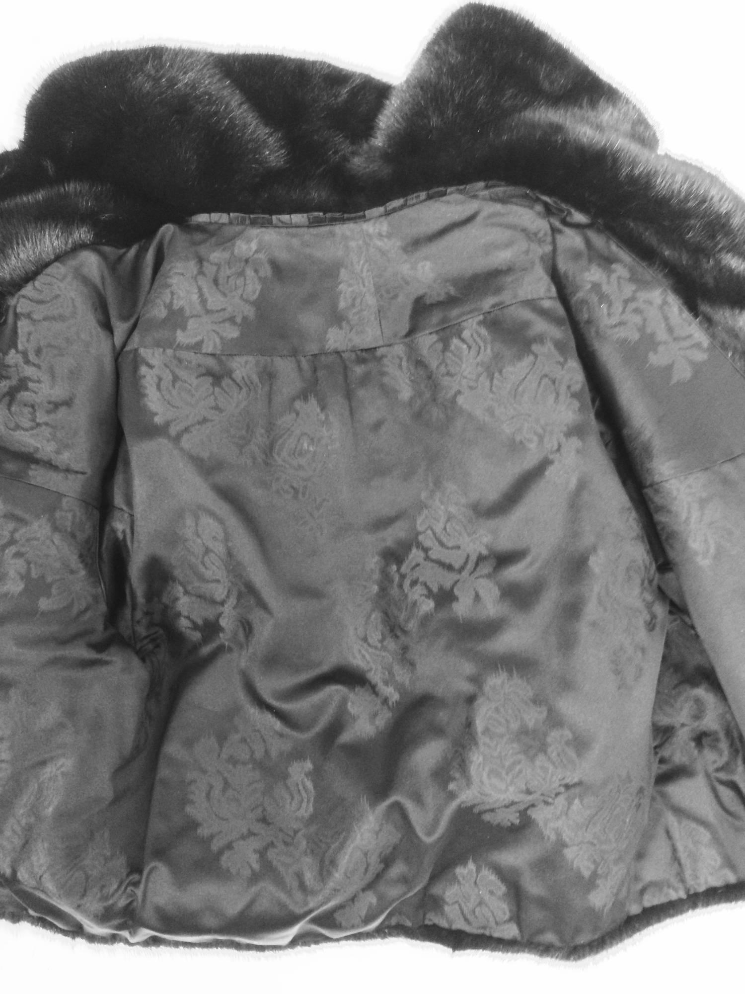 Vintage black mink 3/4 length sleeve cropped evening jacket 1960s  5