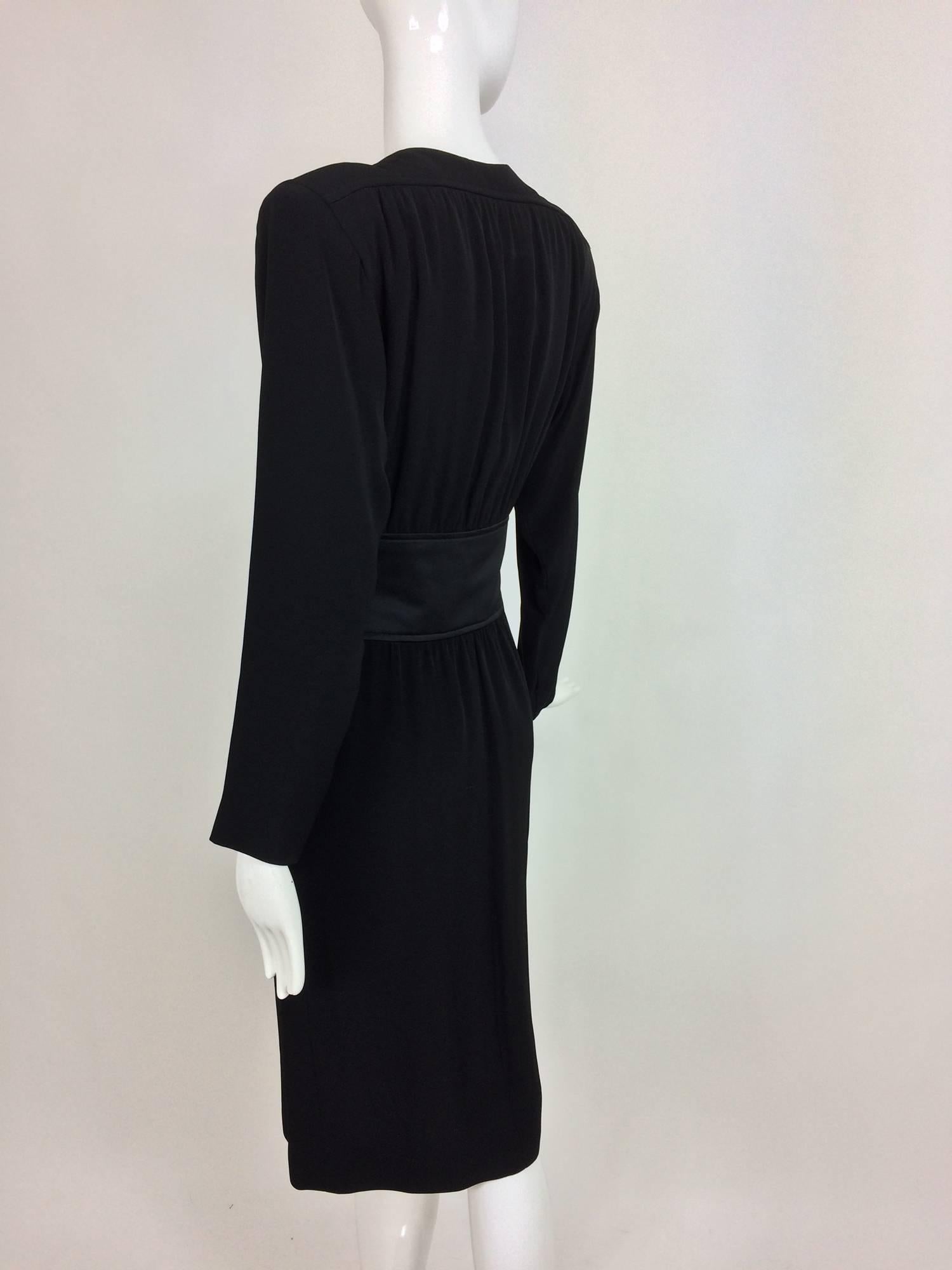Vintage Yves St Laurent chic black crepe and satin cocktail dress 1990s unworn In New Condition In West Palm Beach, FL