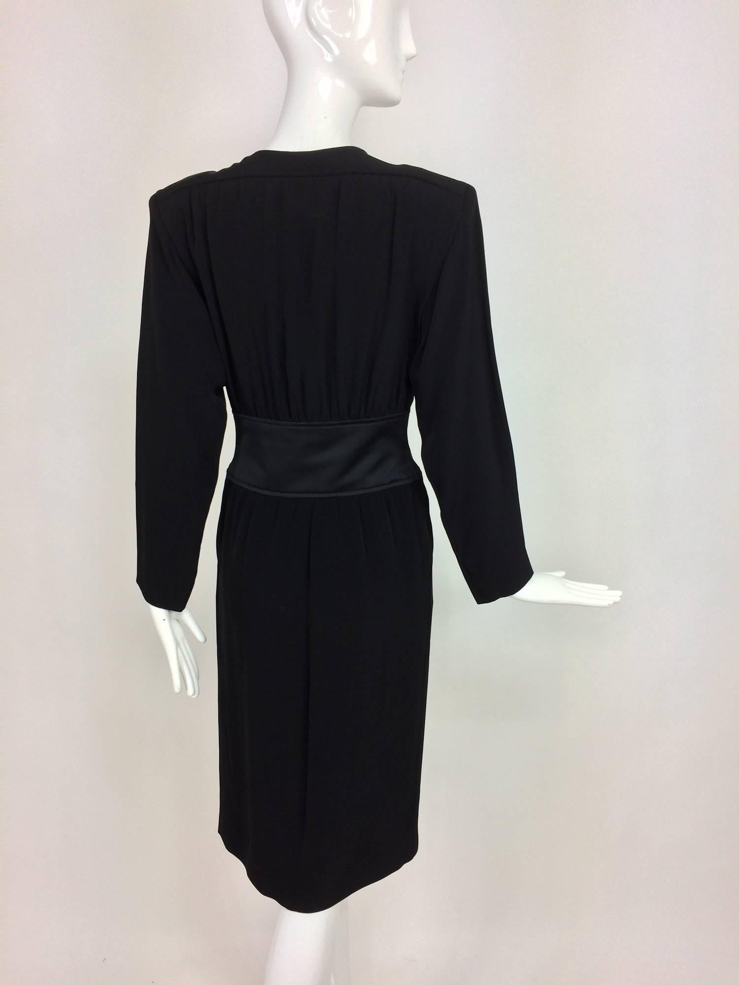 Women's Vintage Yves St Laurent chic black crepe and satin cocktail dress 1990s unworn