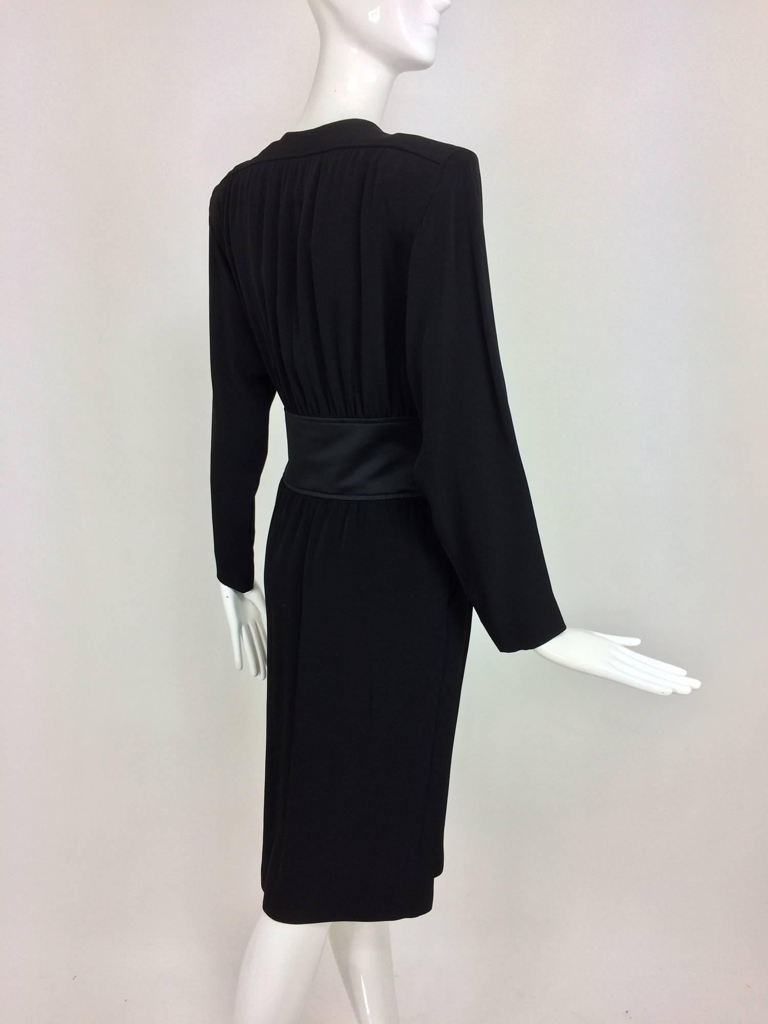 Vintage Yves St Laurent chic black crepe and satin cocktail dress 1990s unworn 1
