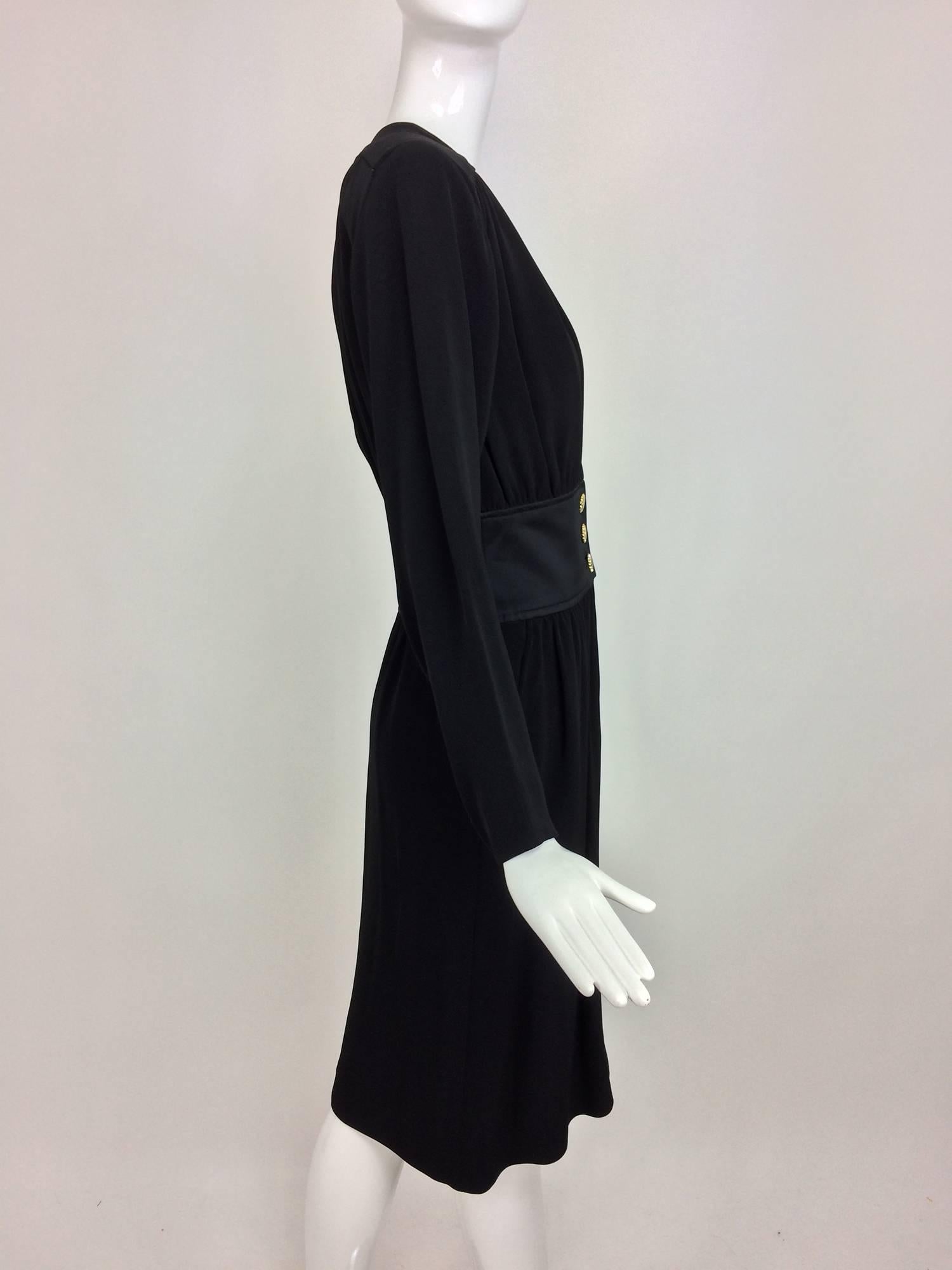 Vintage Yves St Laurent chic black crepe and satin cocktail dress 1990s unworn 2