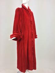 Vintage Zuki full length candy apple red sheared beaver coat 1990s