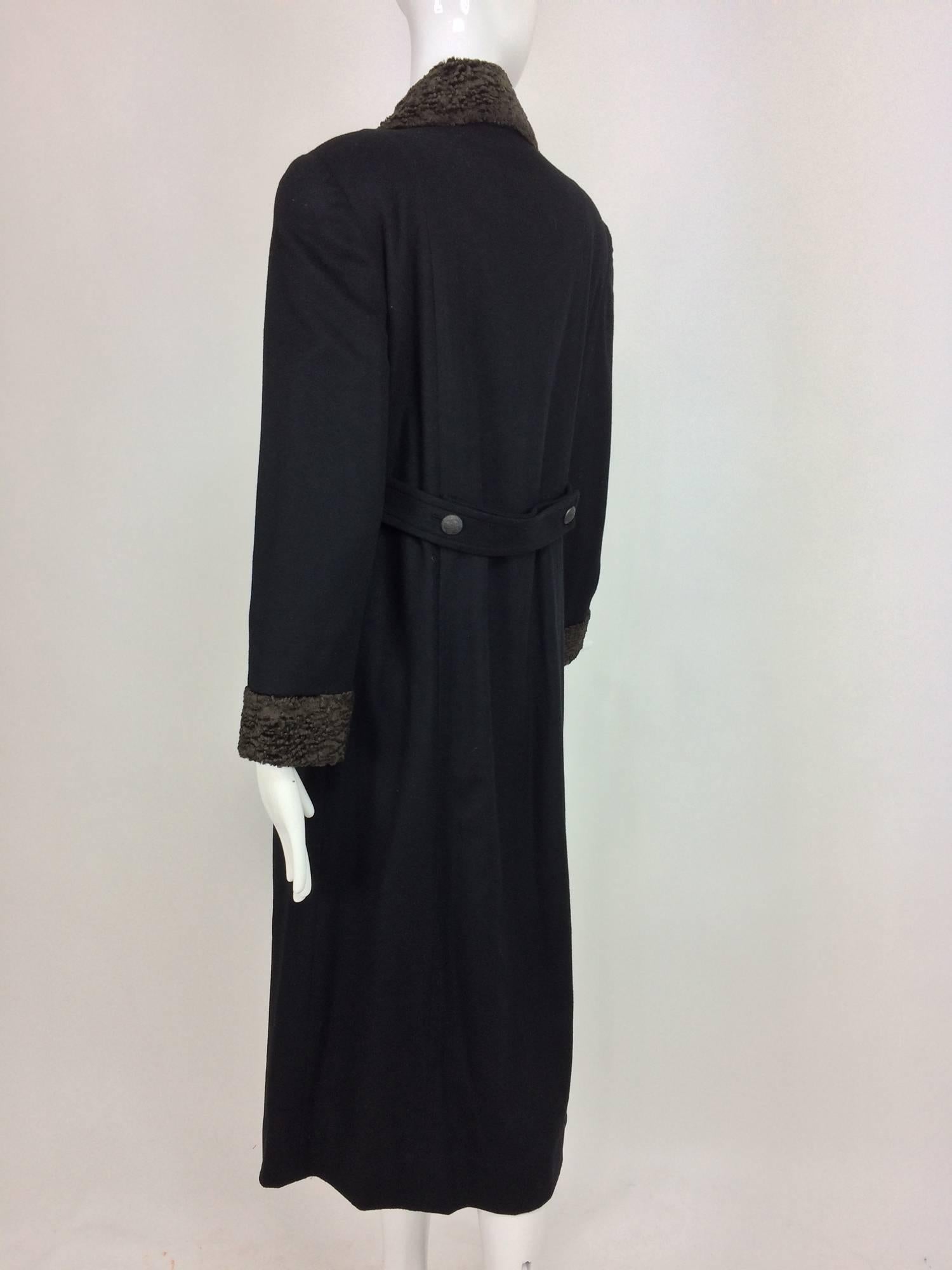 Black Vintage Zelda Military inspired double breasted black 100% cashmere coat 1980s