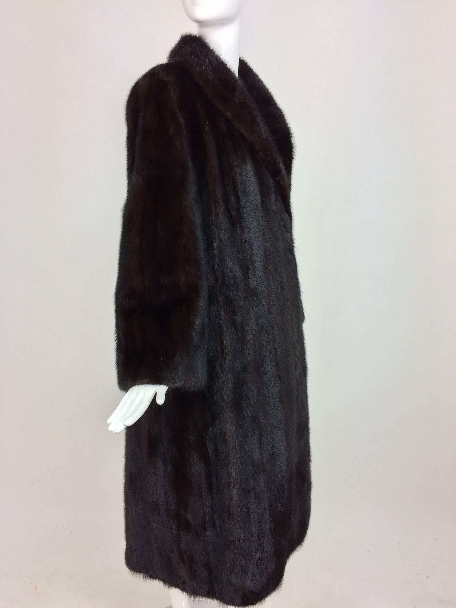 Black Dark glossy shawl collar full length mink coat France