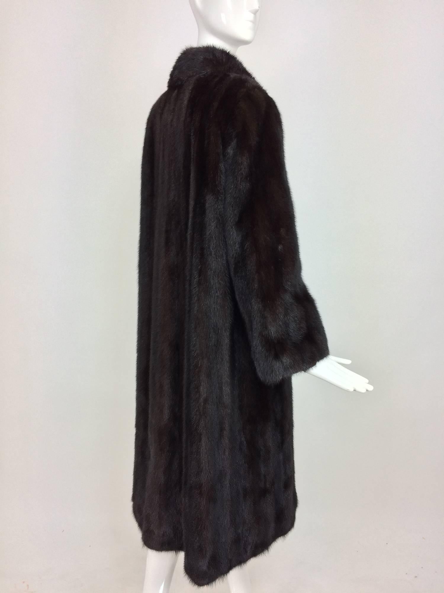 Women's Dark glossy shawl collar full length mink coat France
