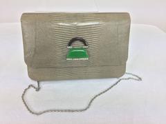 Vintage Jacomo Paris grey lizard Art Deco clutch or shoulder bag 1970s
