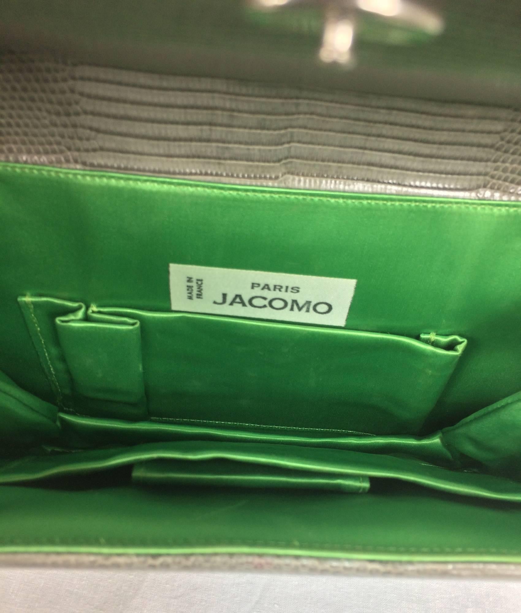 Vintage Jacomo Paris grey lizard Art Deco clutch or shoulder bag 1970s 1