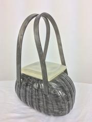 Vintage Llewellyn grey pearlized Lucite double handle handbag 1950s