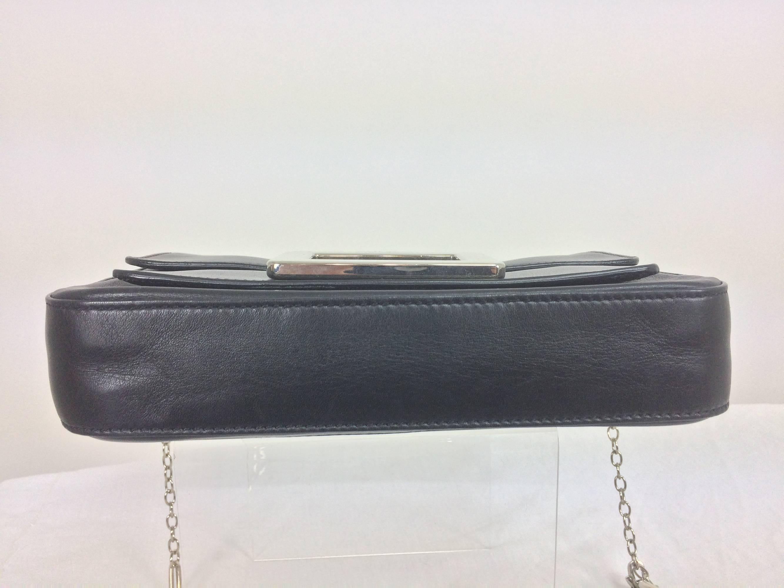 black leather shoulder bag with silver hardware