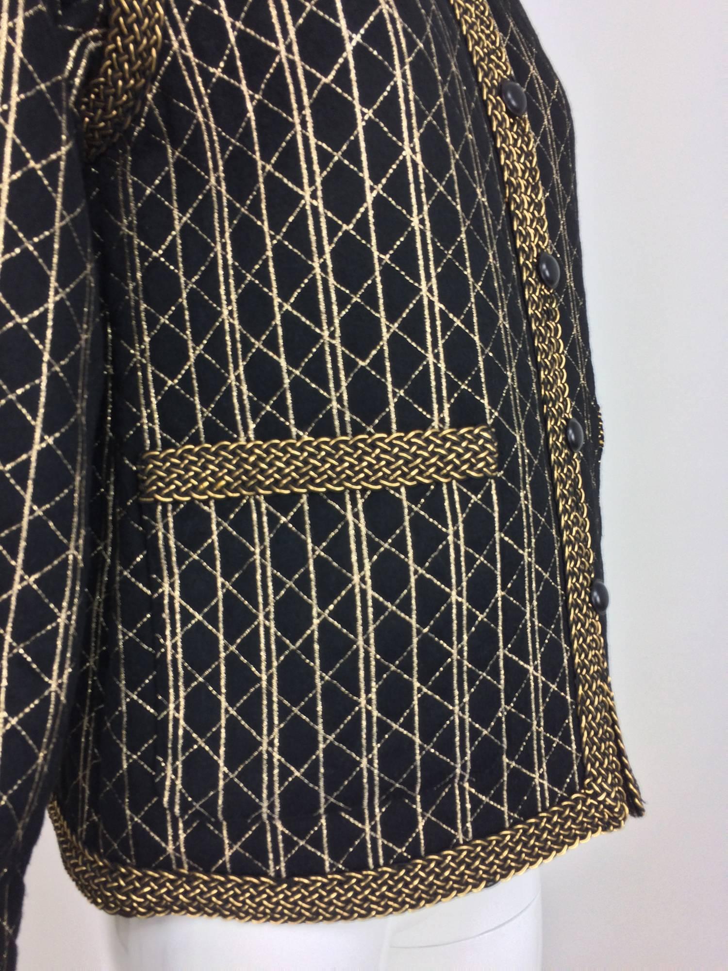 Black Vintage Yves Saint Laurent black & gold metallic stripe jacket 1970s