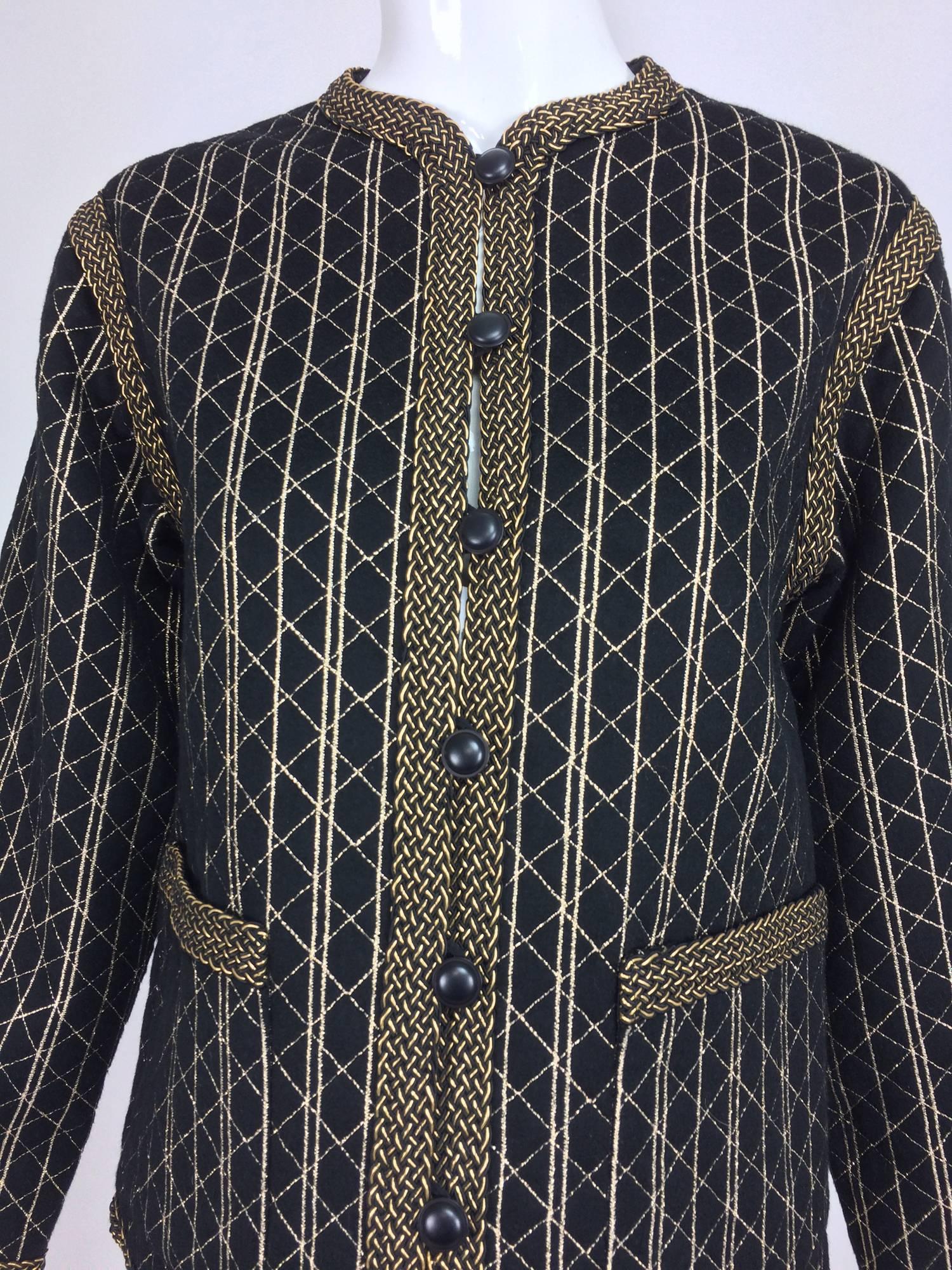 Vintage Yves Saint Laurent black & gold metallic stripe jacket 1970s In Excellent Condition In West Palm Beach, FL